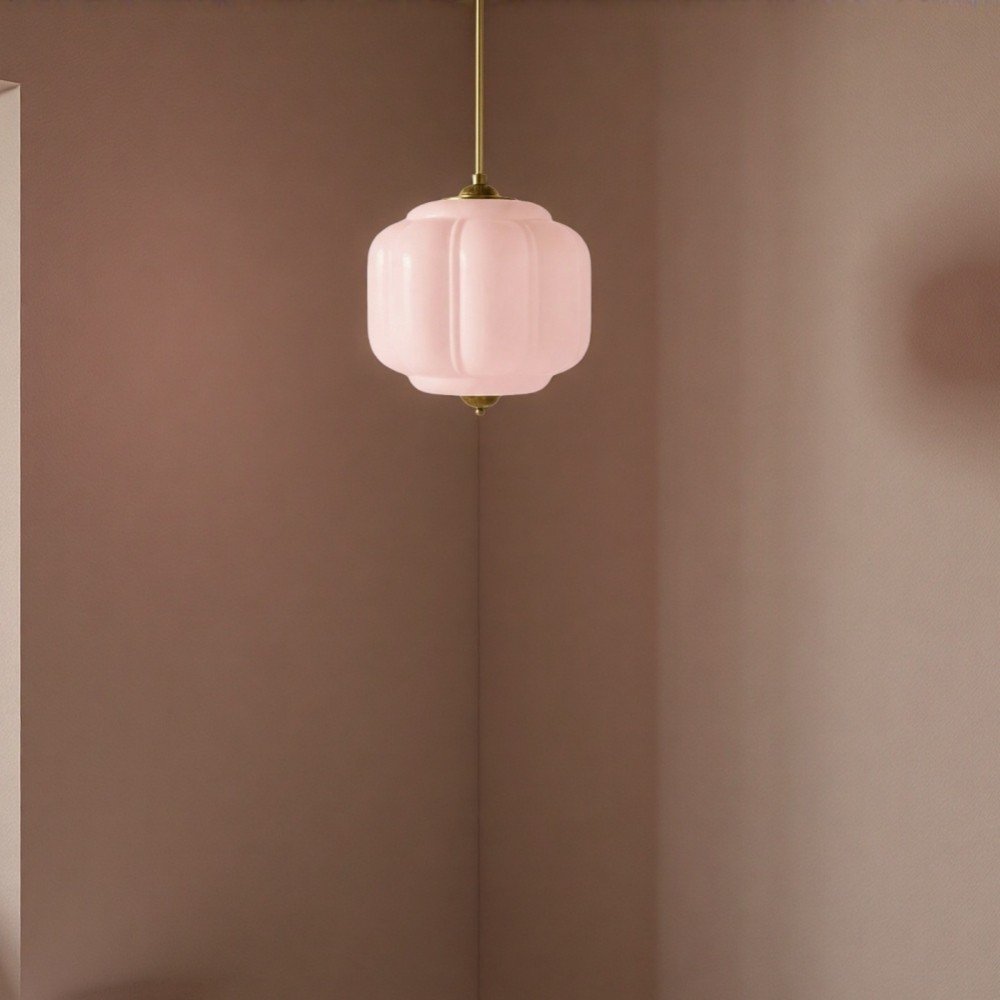 Vintage Eloise Melkglazen Hanglamp - Geribbelde Glazen Plafondkroonluchter HL1091