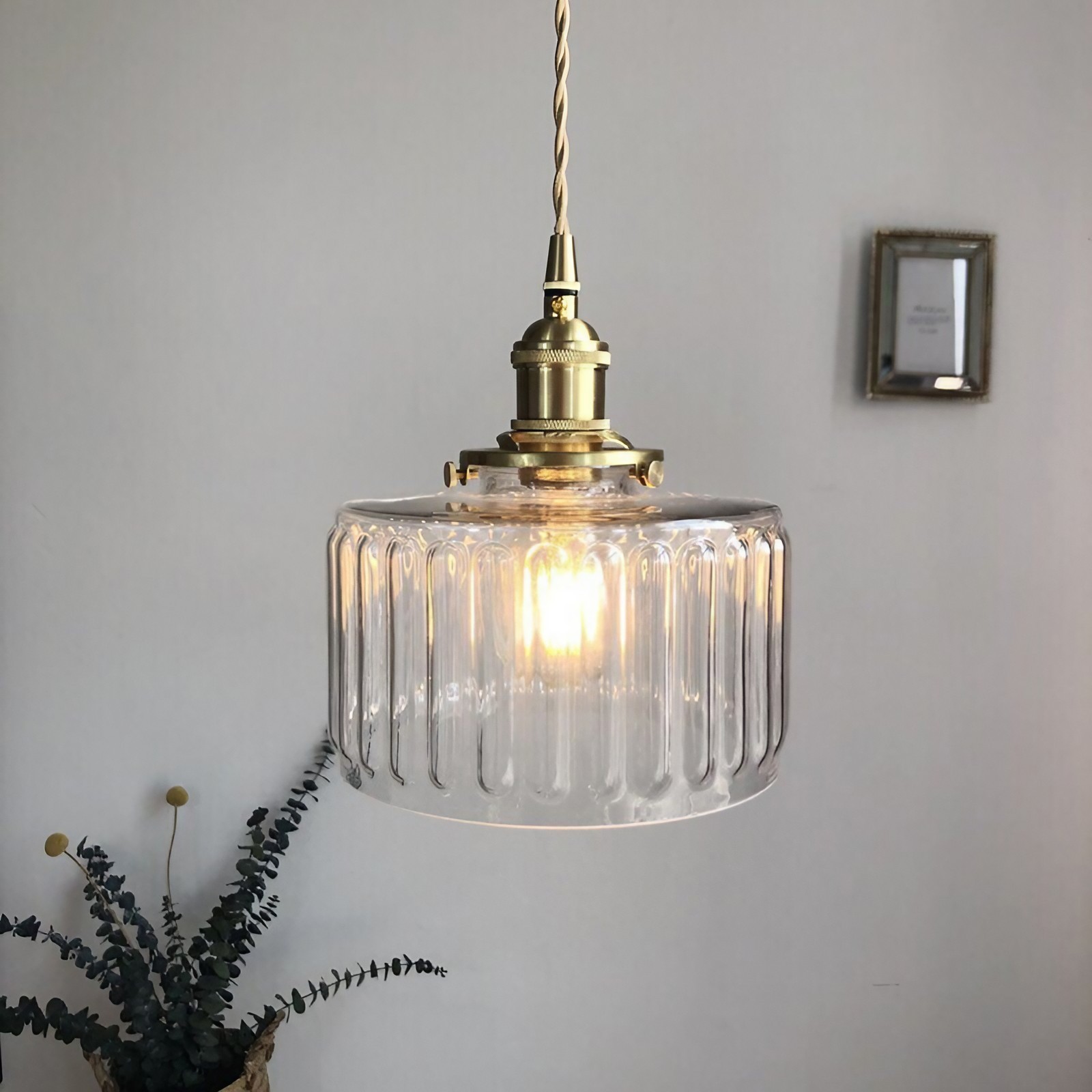 Retro Korte Cilinder Golvende Glazen Hanglamp HL315