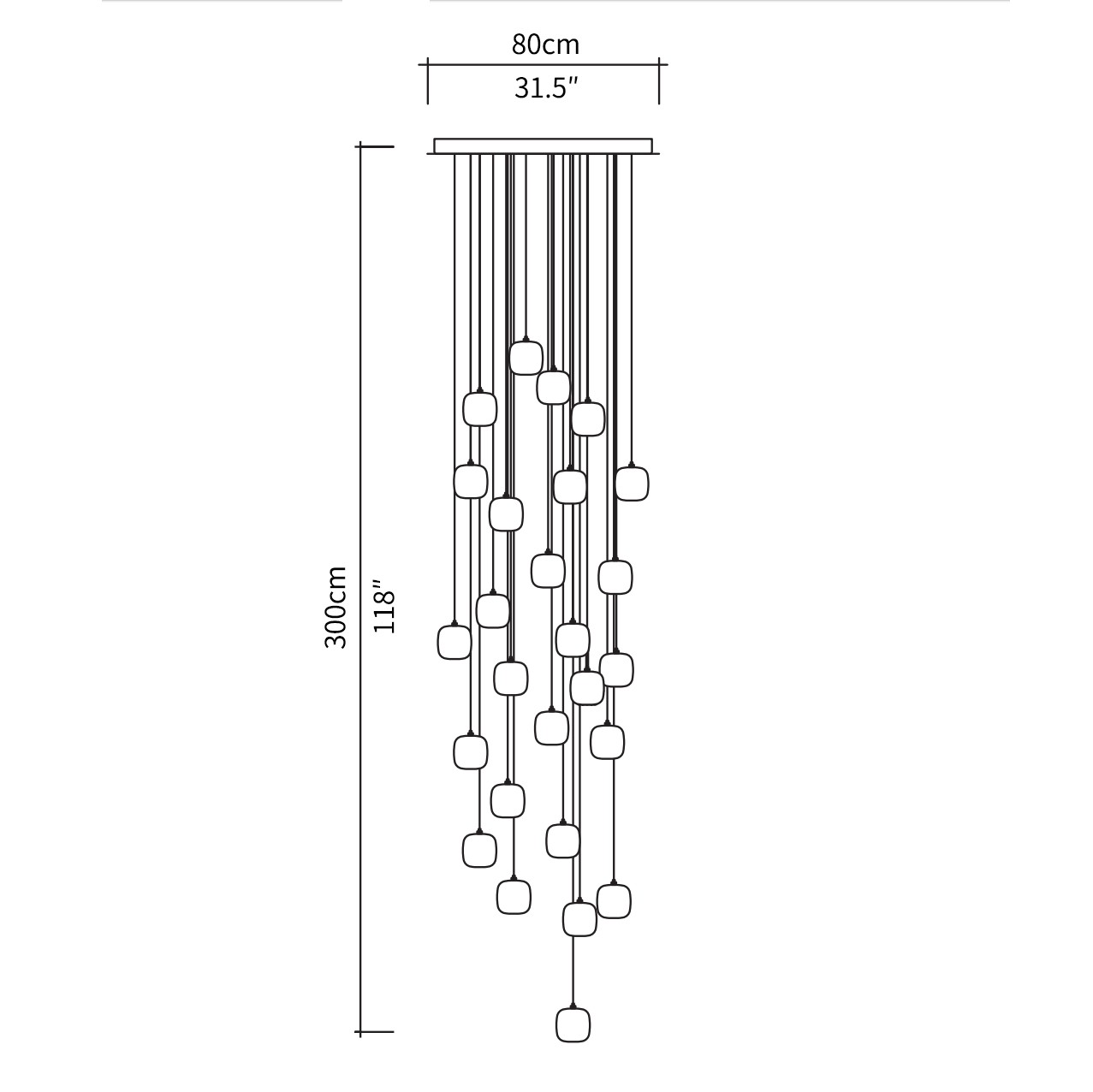 Cubie kroonluchter rookglas bol hanglamp voor kookeiland