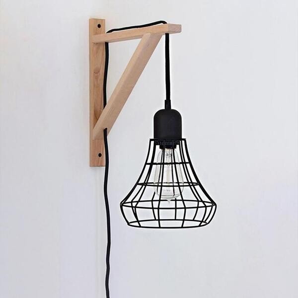 Minimalistische Houten Kooi Wandlamp HL56