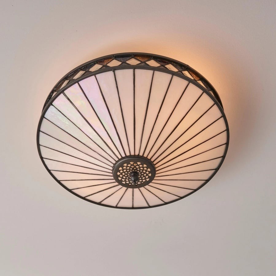 TF Fargo Geometrische Plafondlamp - Handgemaakte Art Deco Glas-in-loodlamp voor de Hal HL2209