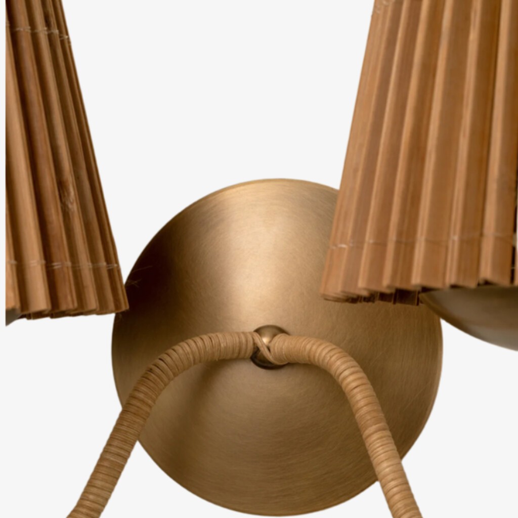 Zhoove bamboe wandlamp - geplooide natuurlijke kap voor woonkamer of slaapkamer HL1919