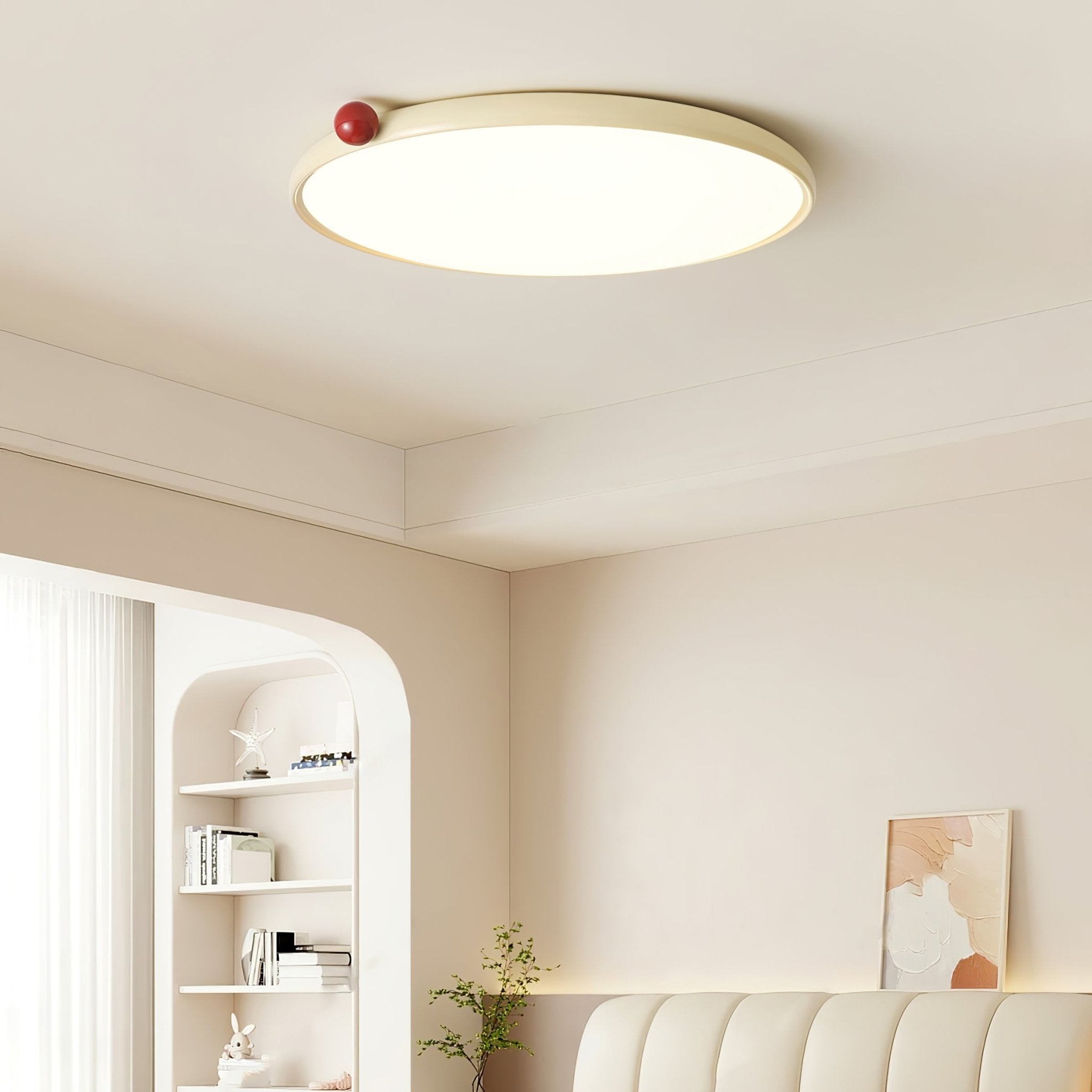 Minimalistische schijfvormige crèmekleurige ultradunne plafondlamp HL608