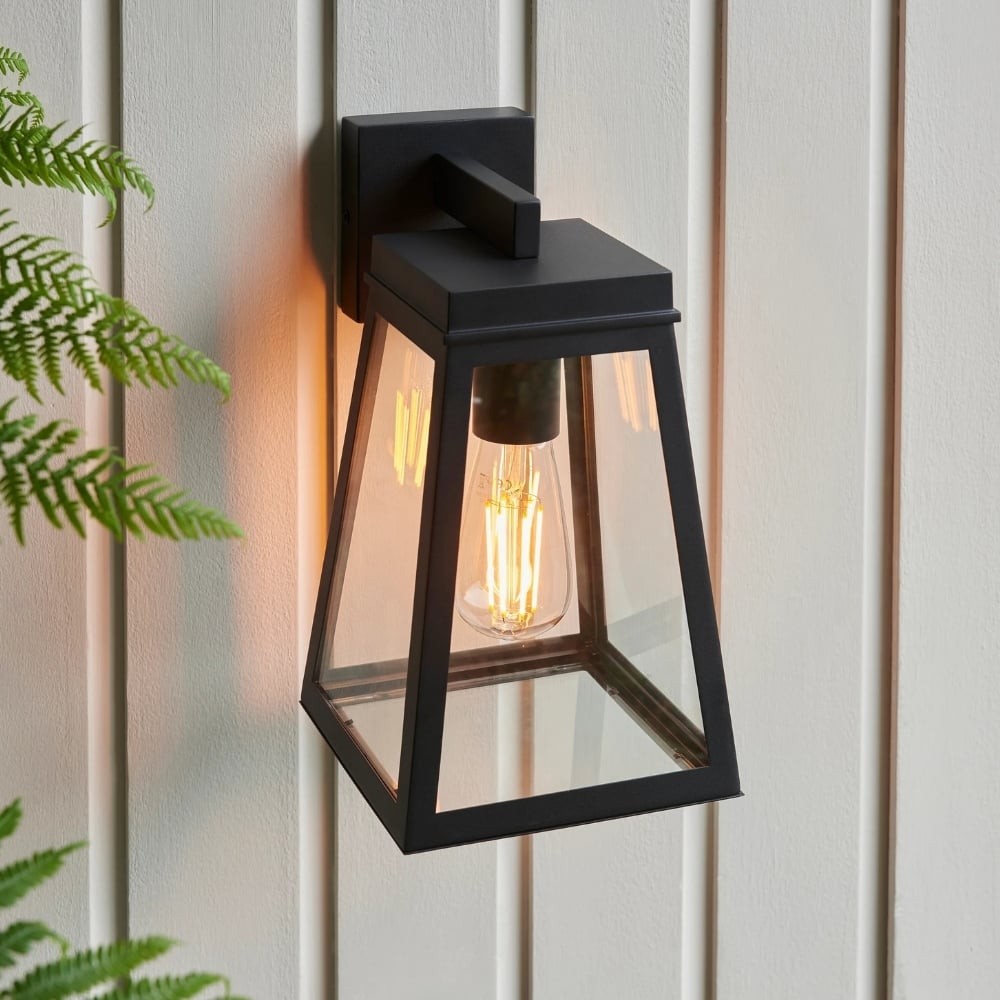 Trevanta helder glazen zwarte buitenlantaarn wandlamp - moderne buitenverlichting HL2104
