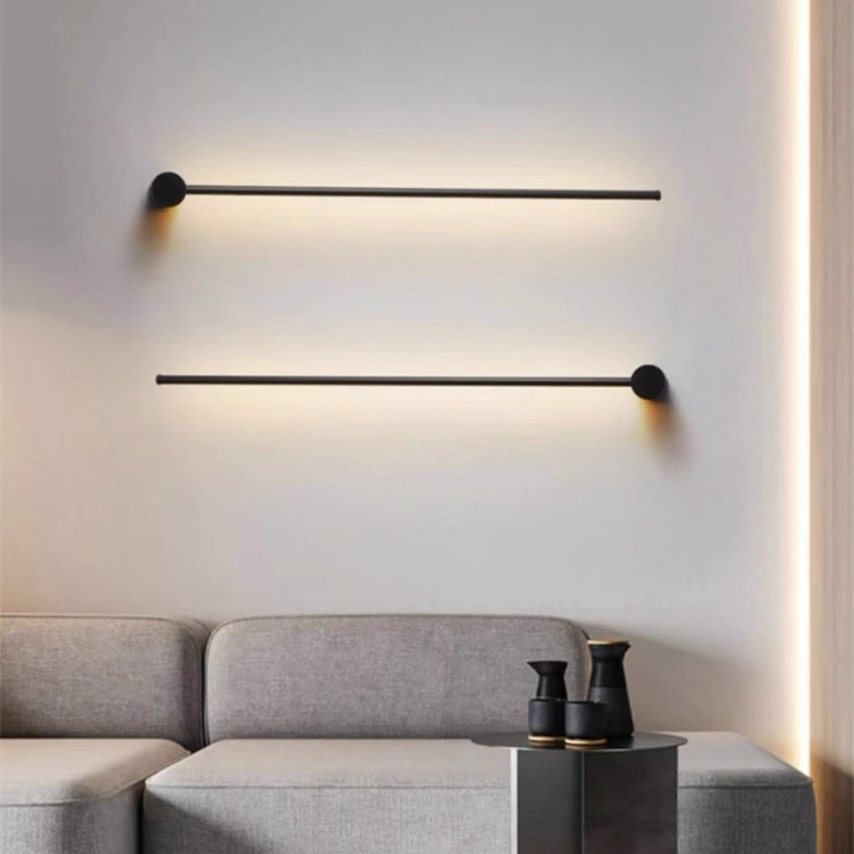 Moderne Industriële Zwarte Lineaire LED Binnen Wandlampen HL182