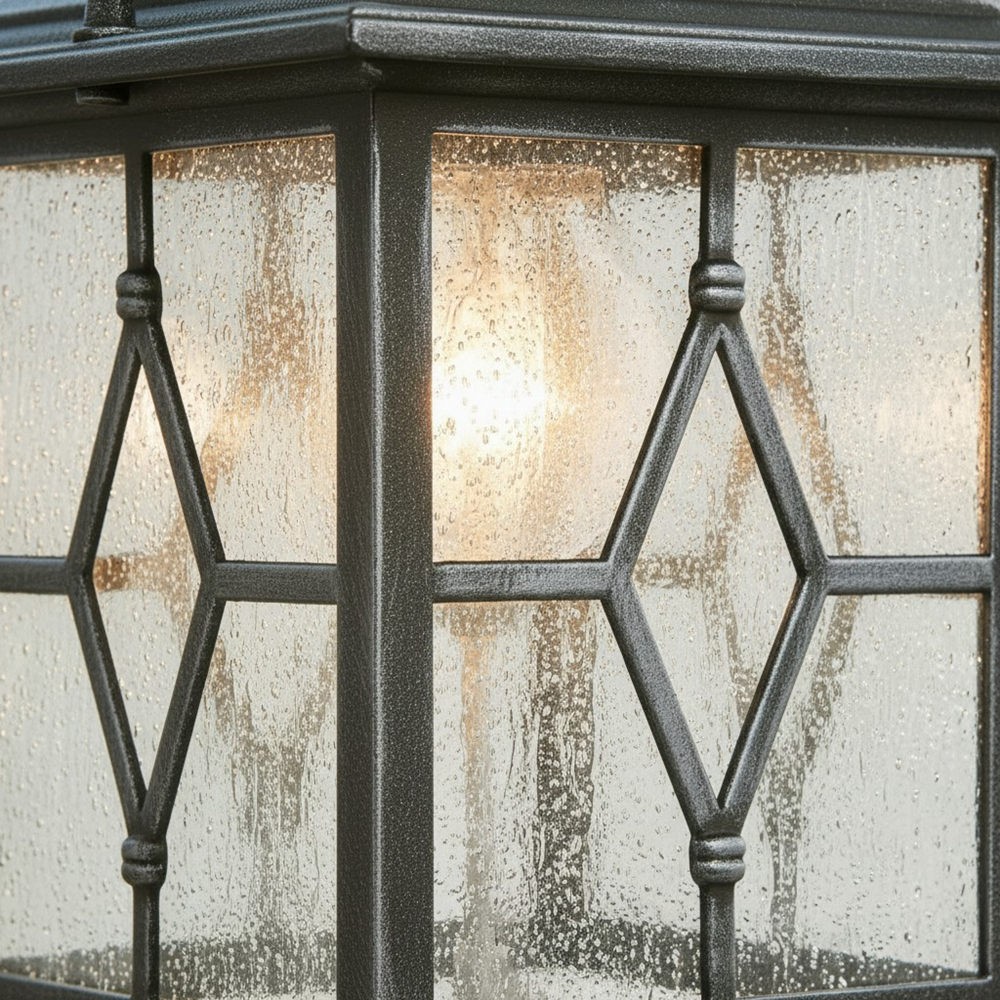 Frostine Hangende Buitenlantaarn - Geometrisch Glas-in-lood voor Tuiningang HL2158