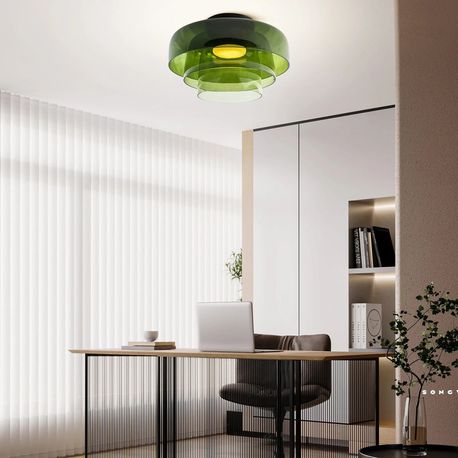Scandinavische Glazen Schijf Plafondlamp - Noordse Macaron-stijl Lamp voor Woonkamers HL204