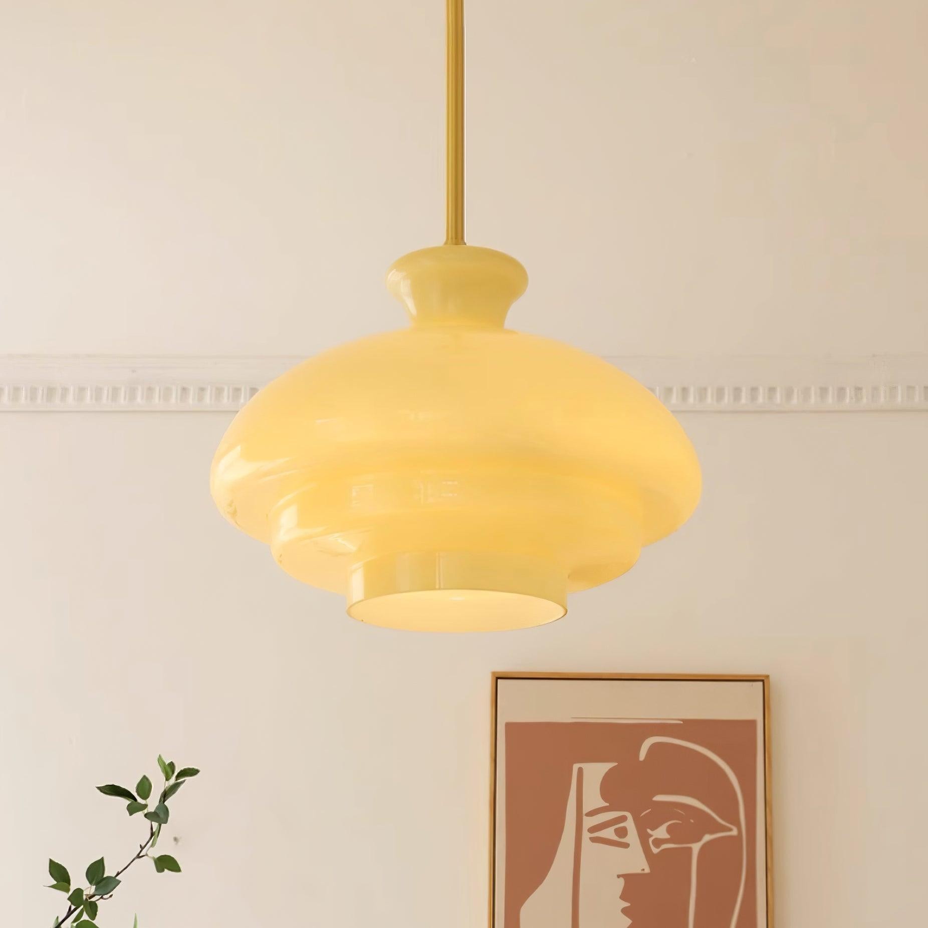 Ronde gele stijlvolle eenvoudige glazen hanglamp HL638