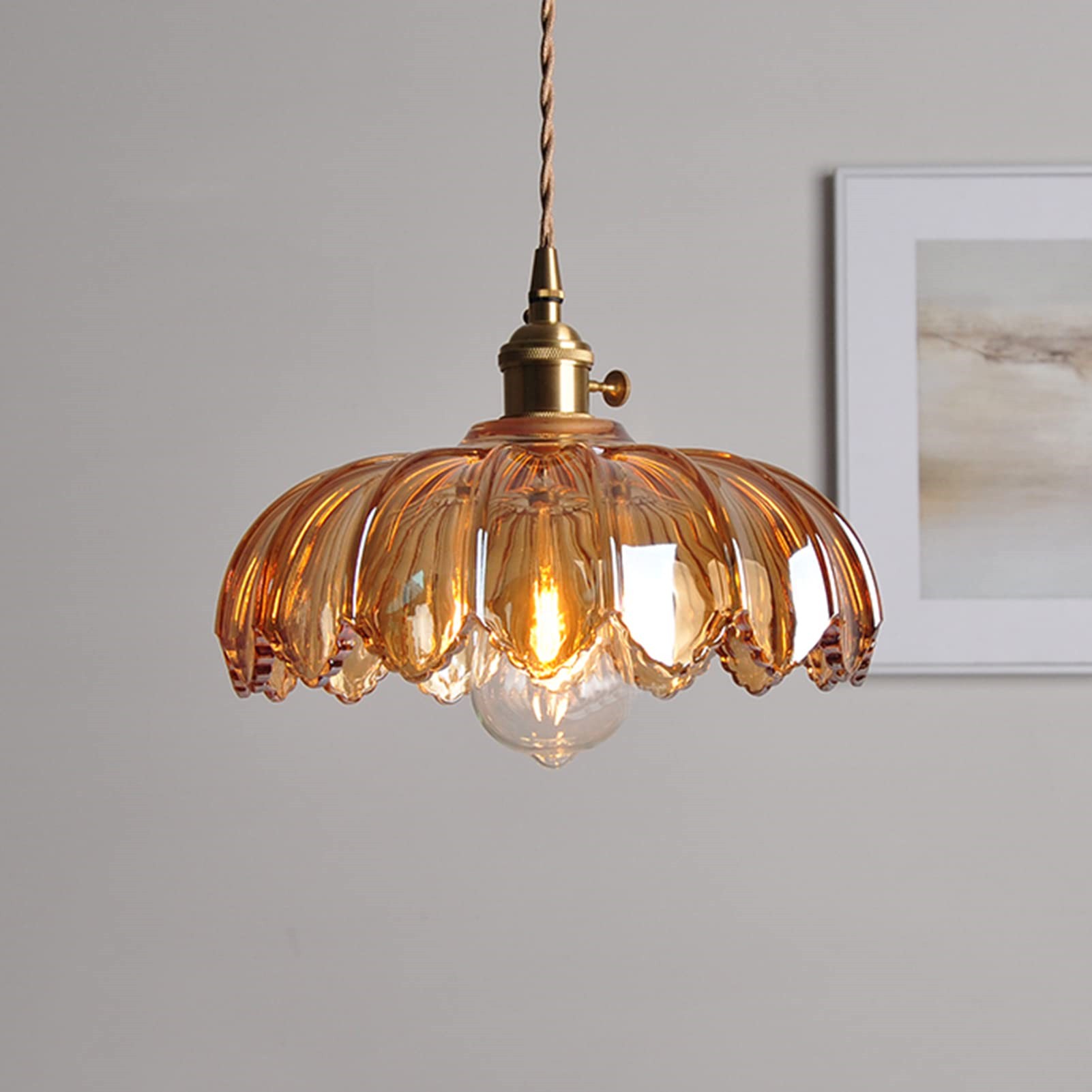 Vintage rustieke bloemblaadjesknoppen glazen hanglamp HL201