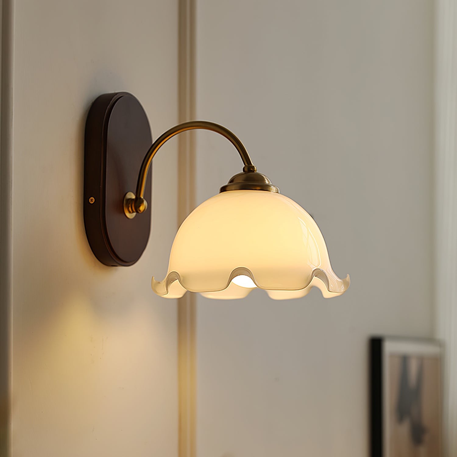 Mid Century Vintage Bloem Glazen Wandlamp HL24
