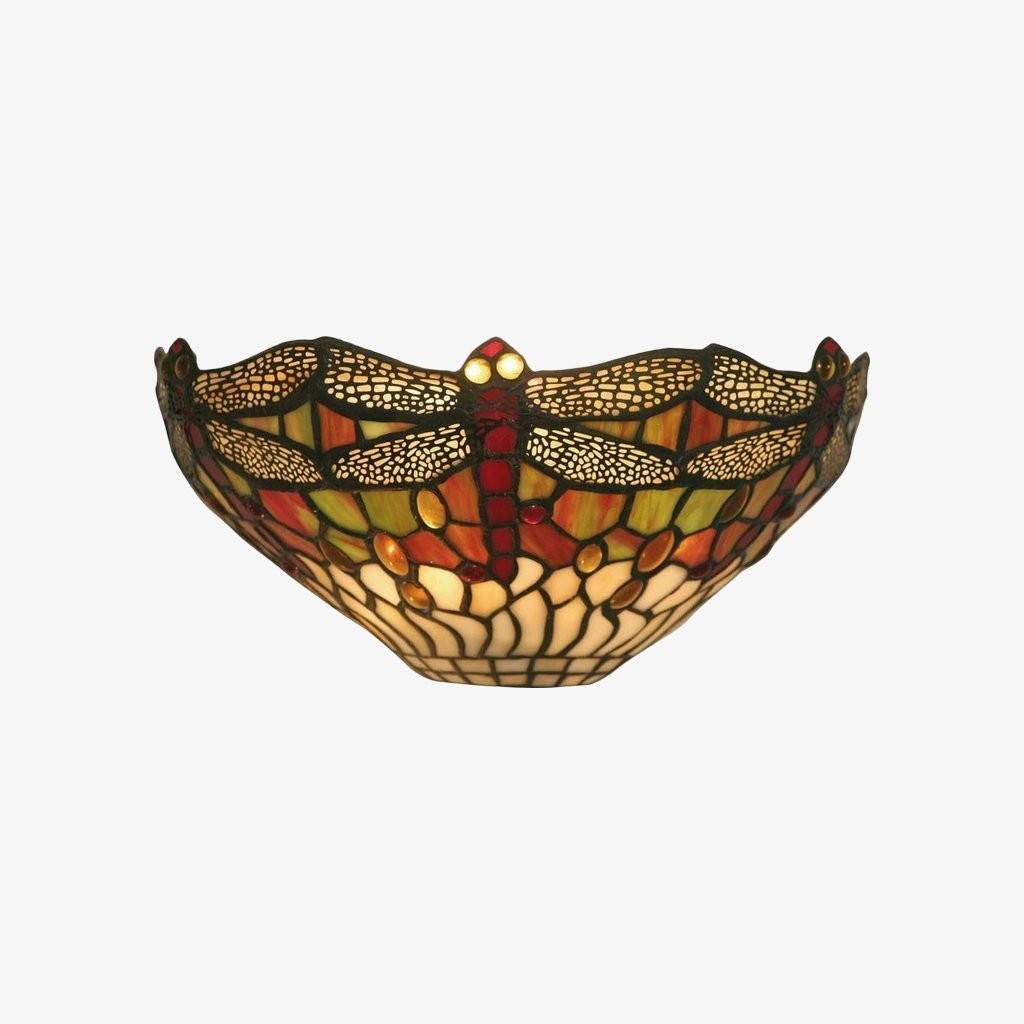 TF Wandlamp met libellenpatroon - Klassiek handgesneden glas-in-lood voor hallen en slaapkamers HL2117