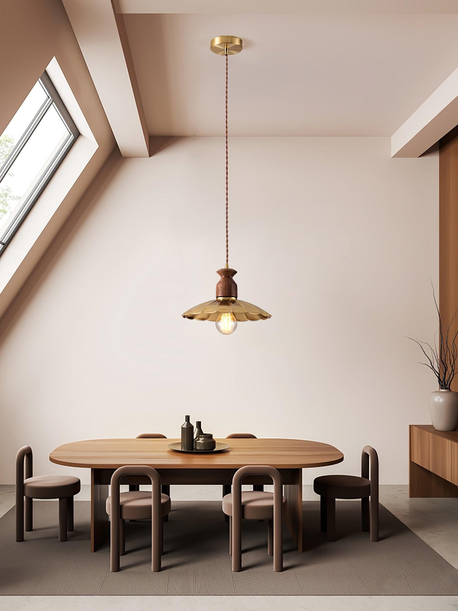 Ronde messing metalen badge gouden hanglamp HL389