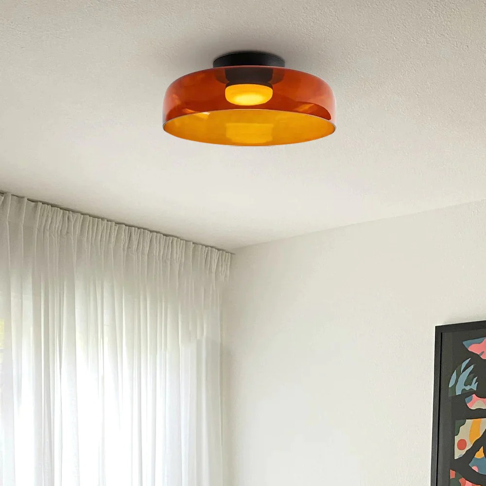 Scandinavische Glazen Schijf Plafondlamp - Noordse Macaron-stijl Lamp voor Woonkamers HL204
