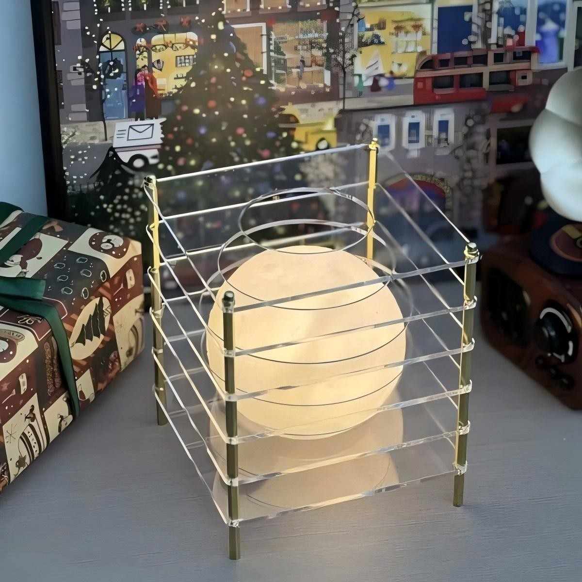 Maanvormige geometrische kubus tafellamp - Sfeervolle lichtbol HL1831