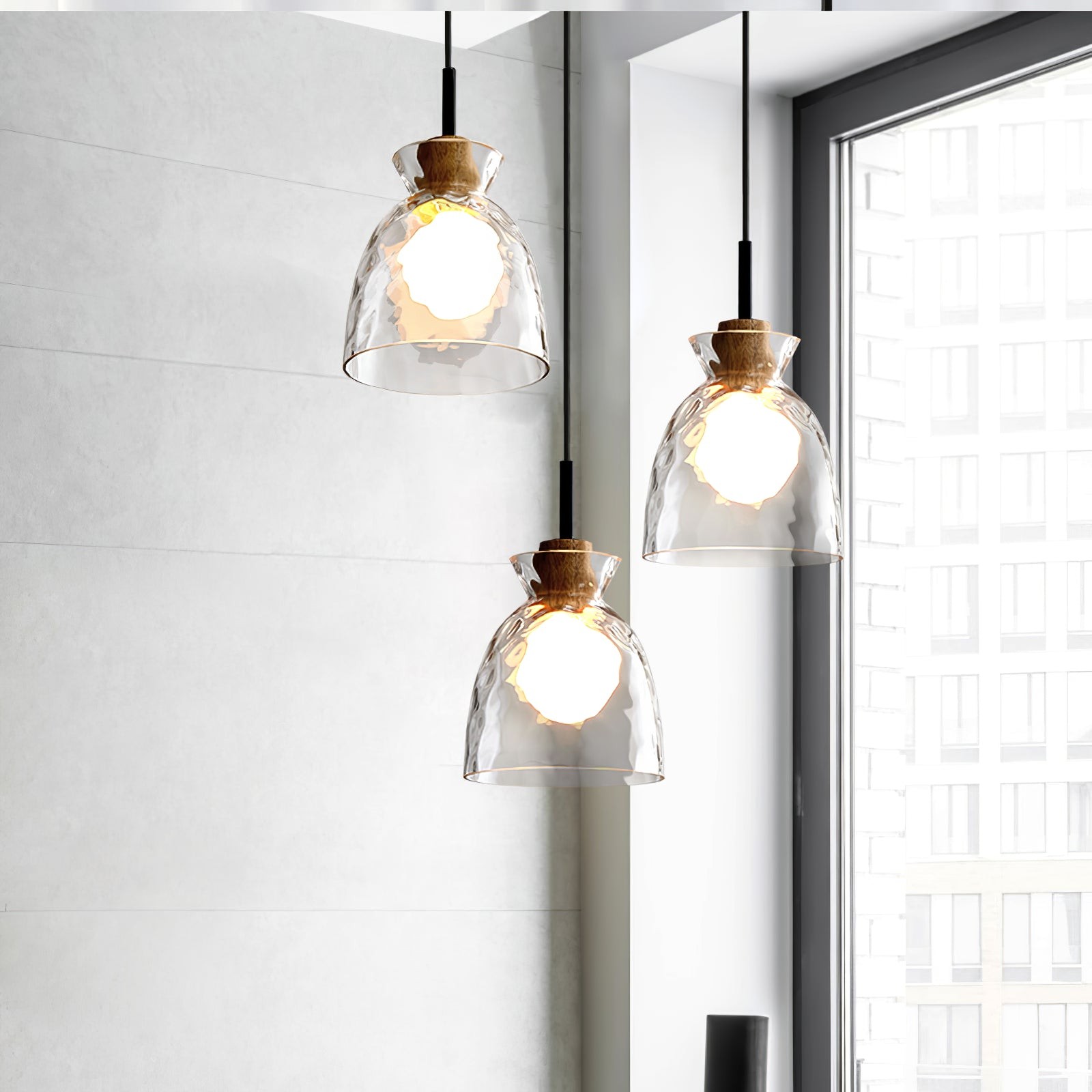 Moderne Water Ripple Transparante Glazen Hanglamp HL798