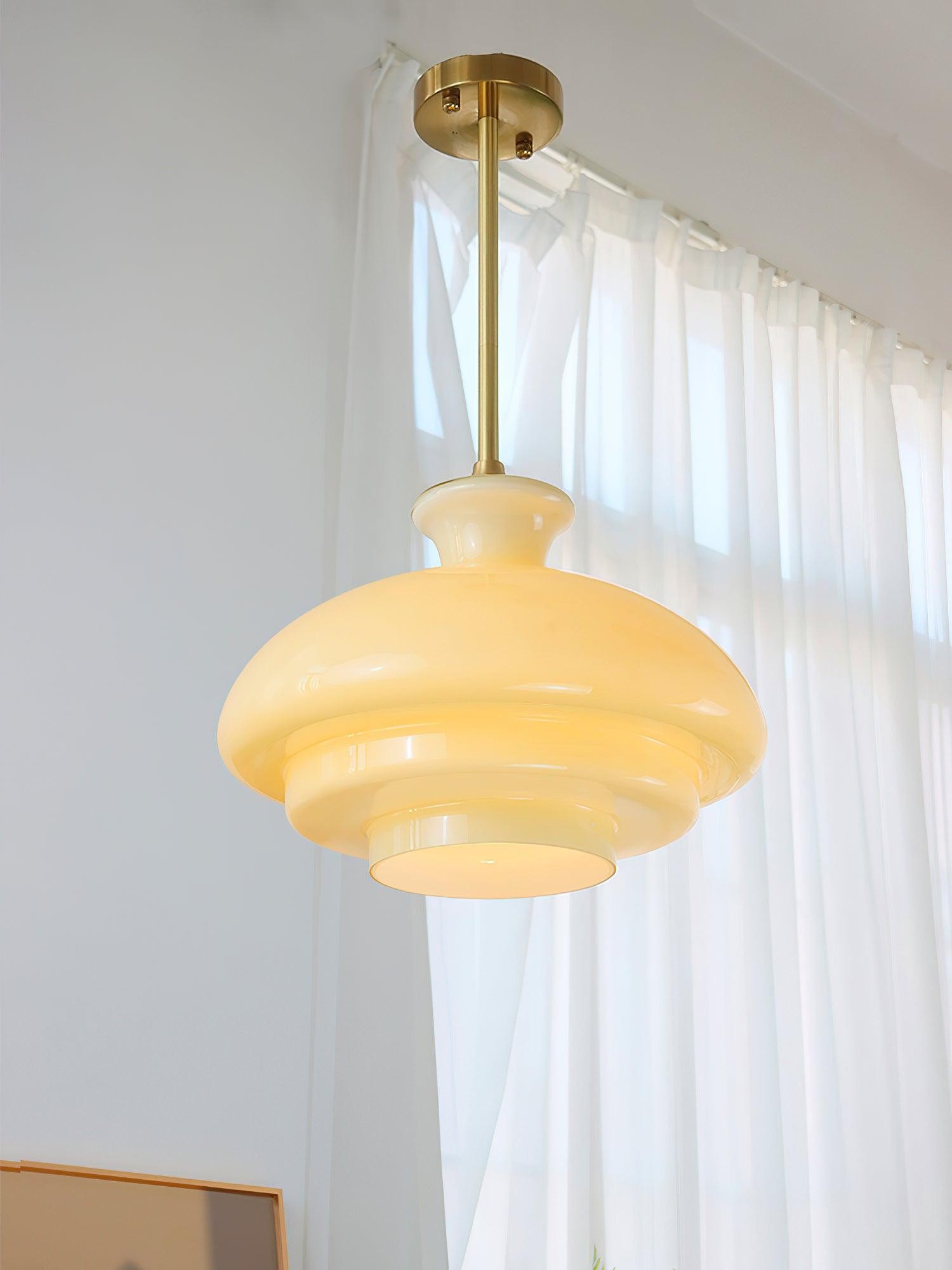Ronde gele stijlvolle eenvoudige glazen hanglamp HL638