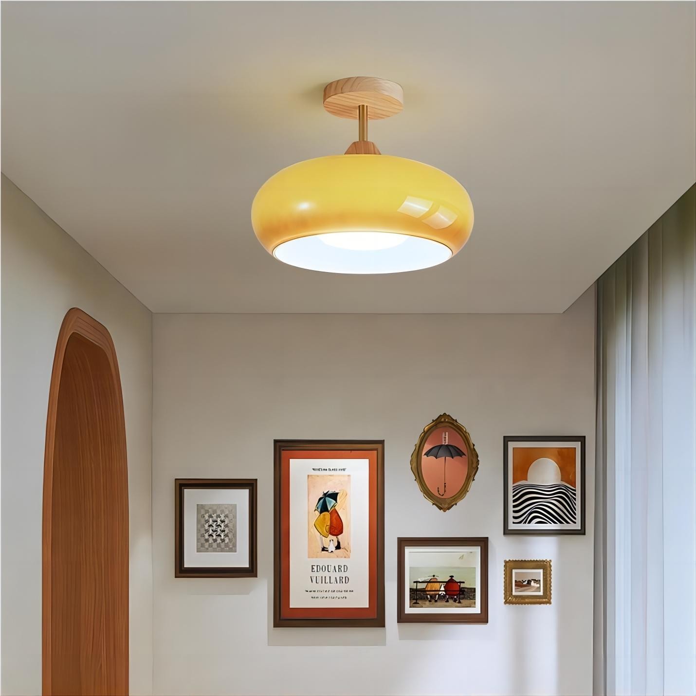 Vintage Bauhaus Glazen Schijfplafondlamp HL153