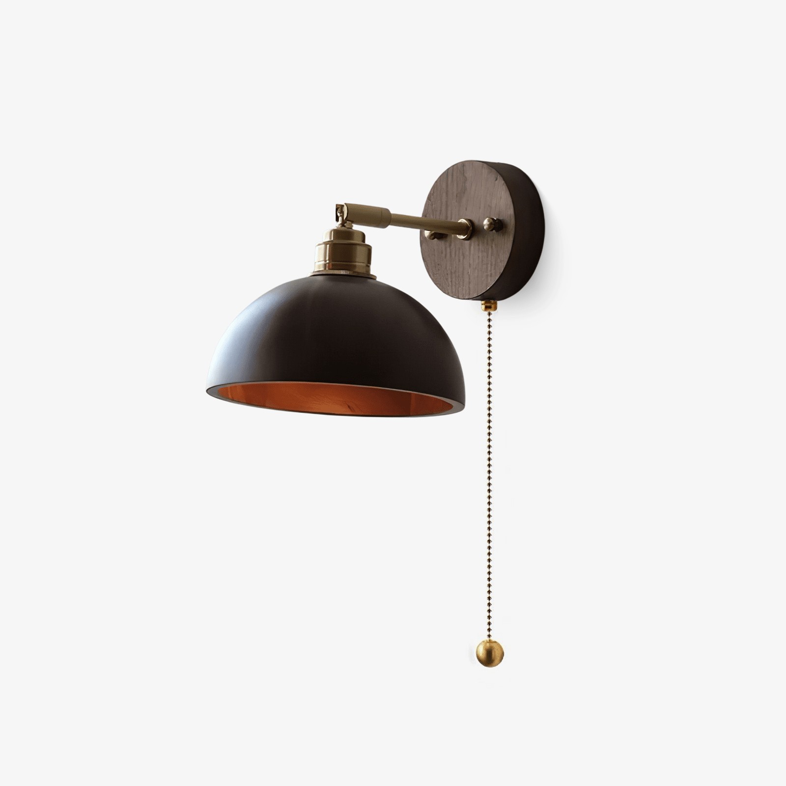 Vintage komvormige houten Rhett Pull wandlamp HL1110