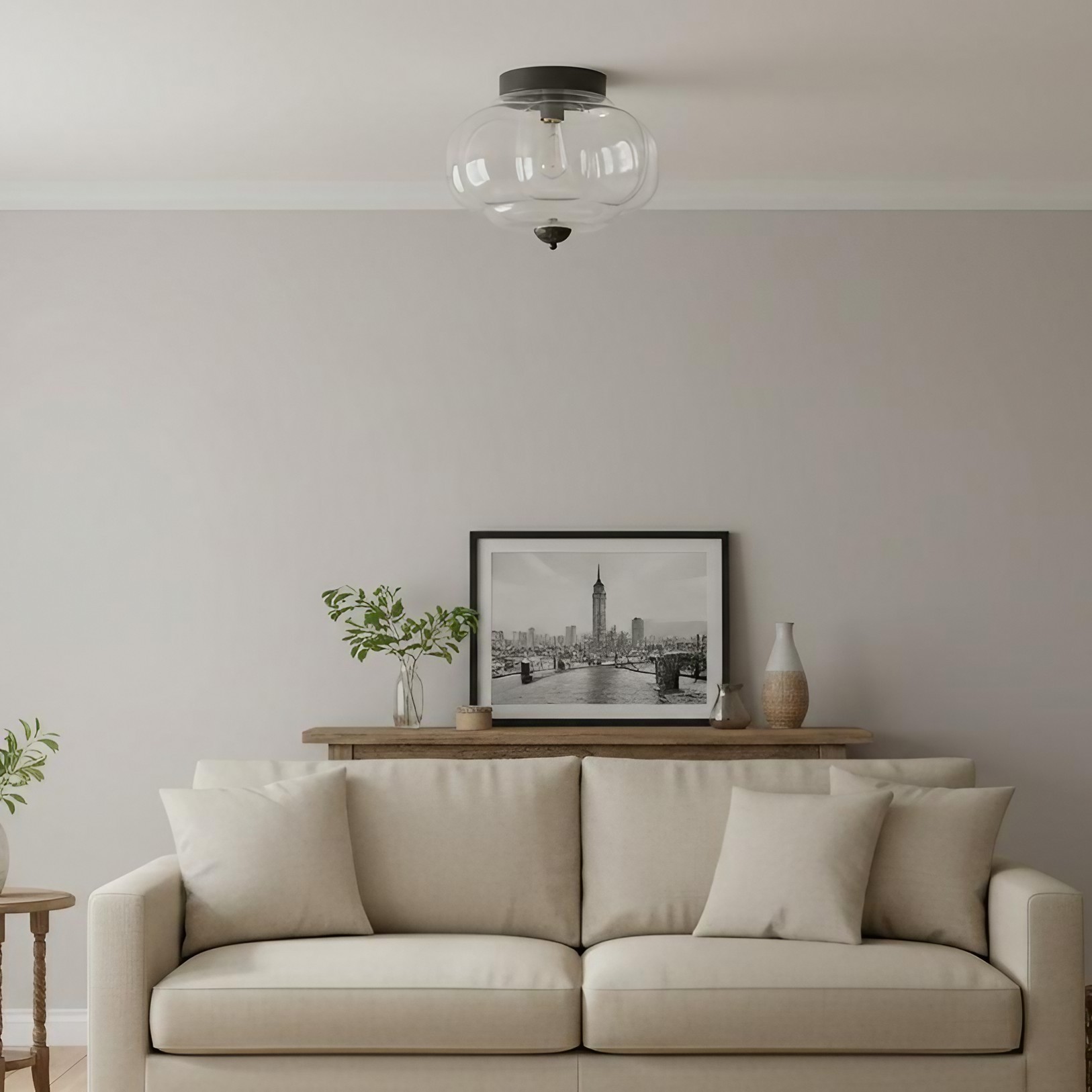 Eloise Retro Melkglas Semi-inbouw Plafondlamp HL948
