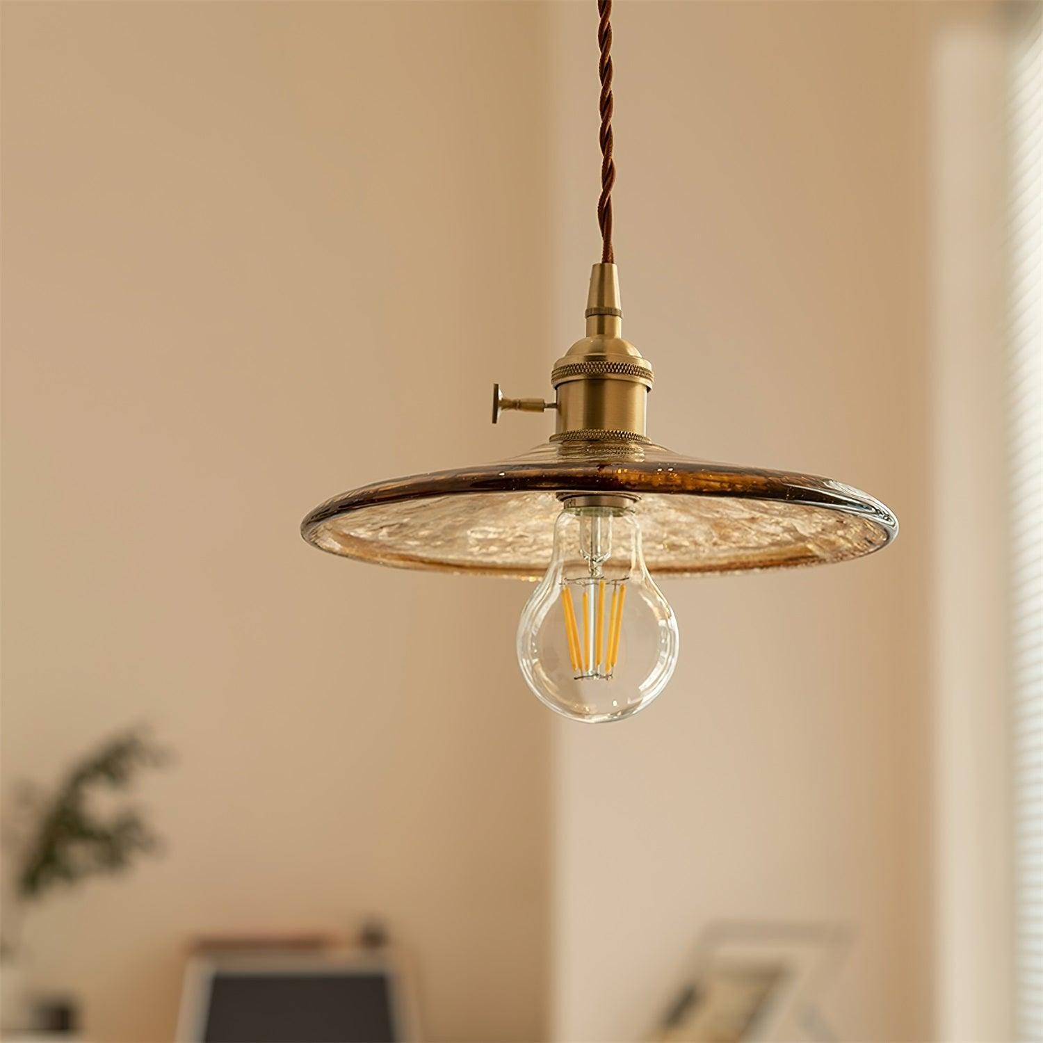 Messing Vintage Helder Glazen Hanglamp HL623