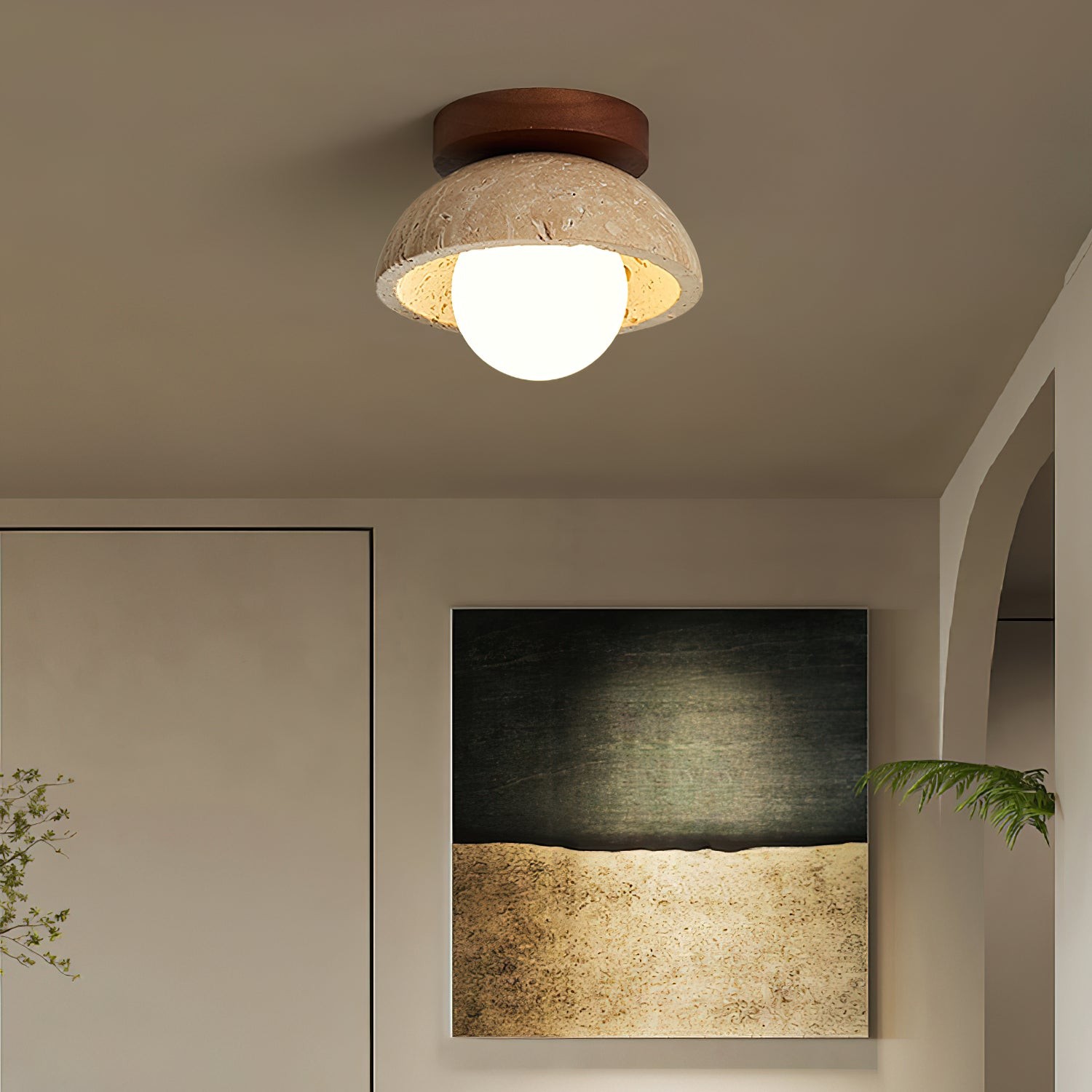 Wabi-Sabi-stijl Travertijn Plafondlamp HL817