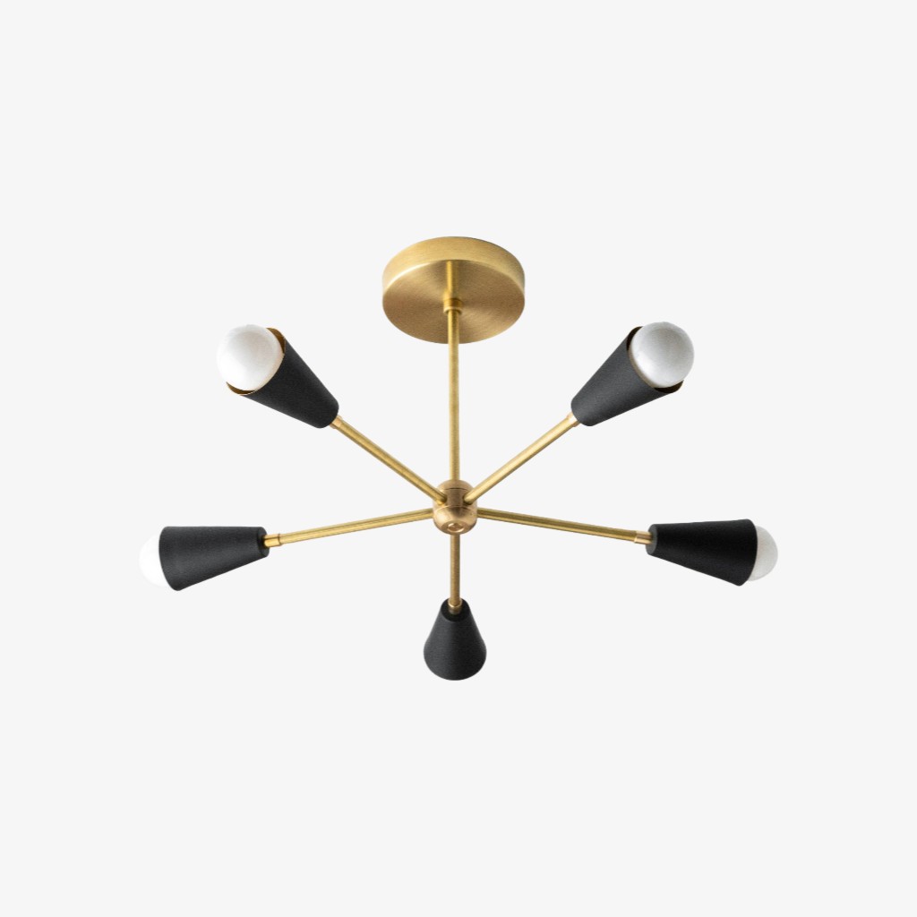 Pyralis Cone Semi Flush Brass Kroonluchter - Gouden Moderne Sputnik Lamp HL1661