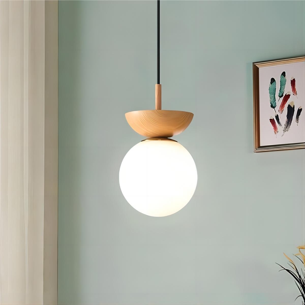 Scandinavische Semi-bol Houten Hanglamp HL100