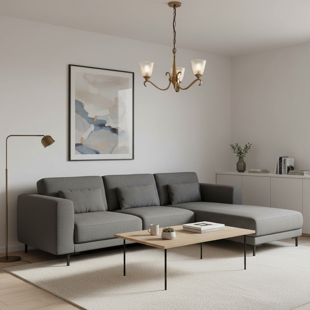 Lunetal kroonluchter met meerdere lampen, kristallen accenten en messing afwerking - moderne luxe voor eetkamer en woonkamer