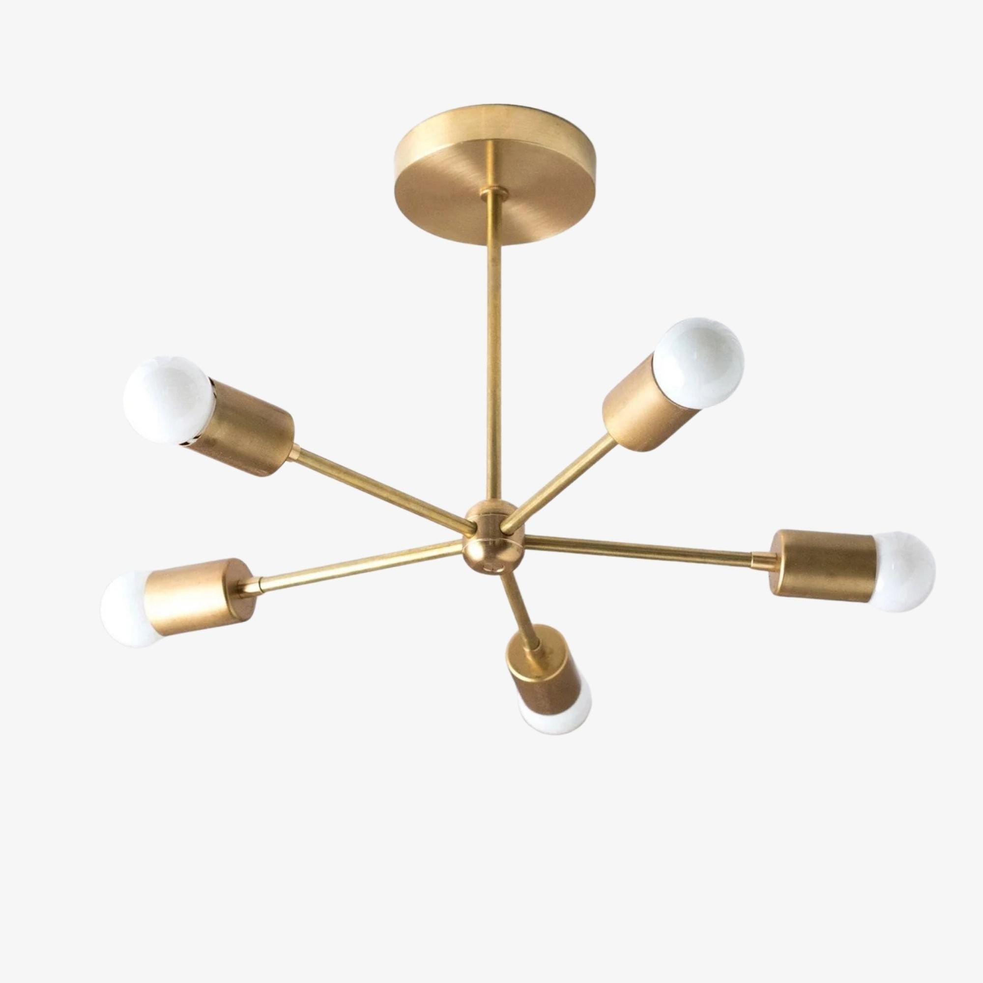 Mobilux Line Mid Century Gold Sputnik Kroonluchter - Geometrische Messing Armatuur HL1687