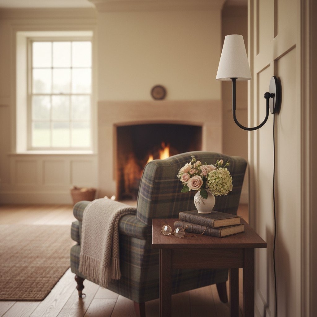 Curva Metal Collection Traditionele Wandlamp - Messing Afwerking met Kap HL1761