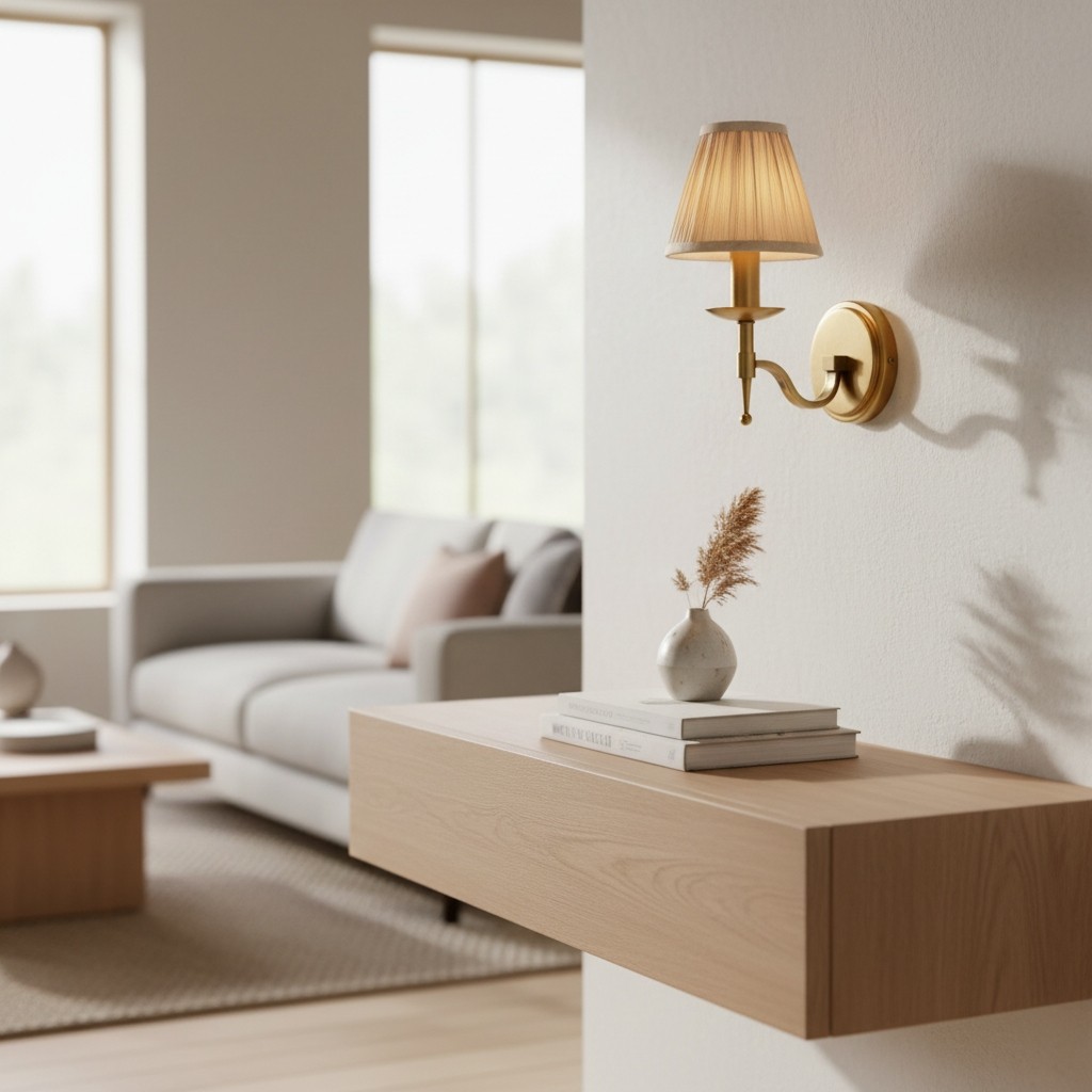 Tela Traditionele Messing Wandlamp - Klassieke Wandlamp met Gebogen Arm voor Woonkamer en Hal HL2032