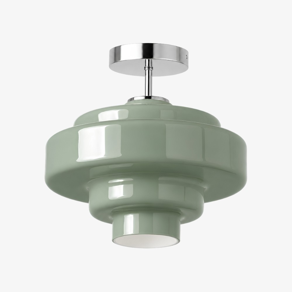 Koloro glazen plafondlamp - gelaagde, afgeronde lampenkap voor hal of garderobe HL3581