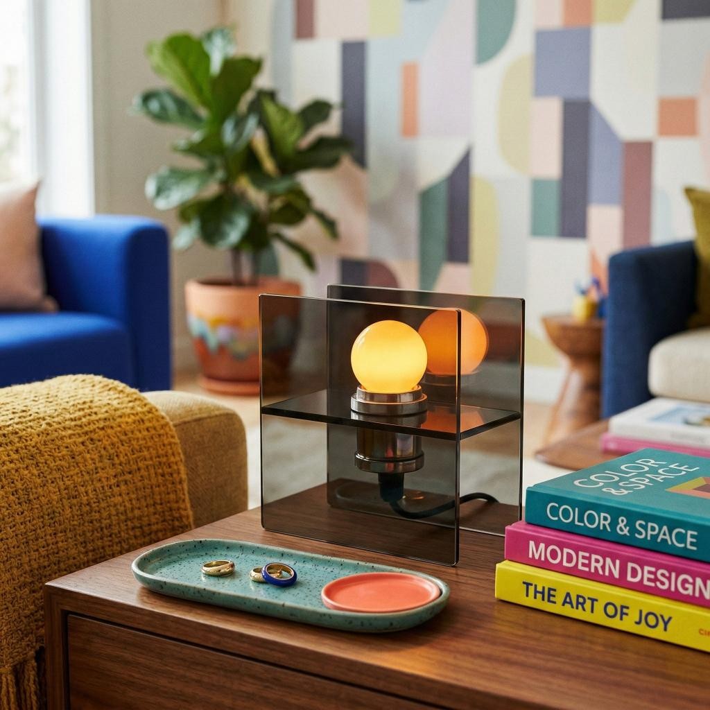 Tafellamp met zonsondergang- en oceaanhorizonmotief - Sfeervolle, moderne decoratieve bureaulamp met kleurverloop voor