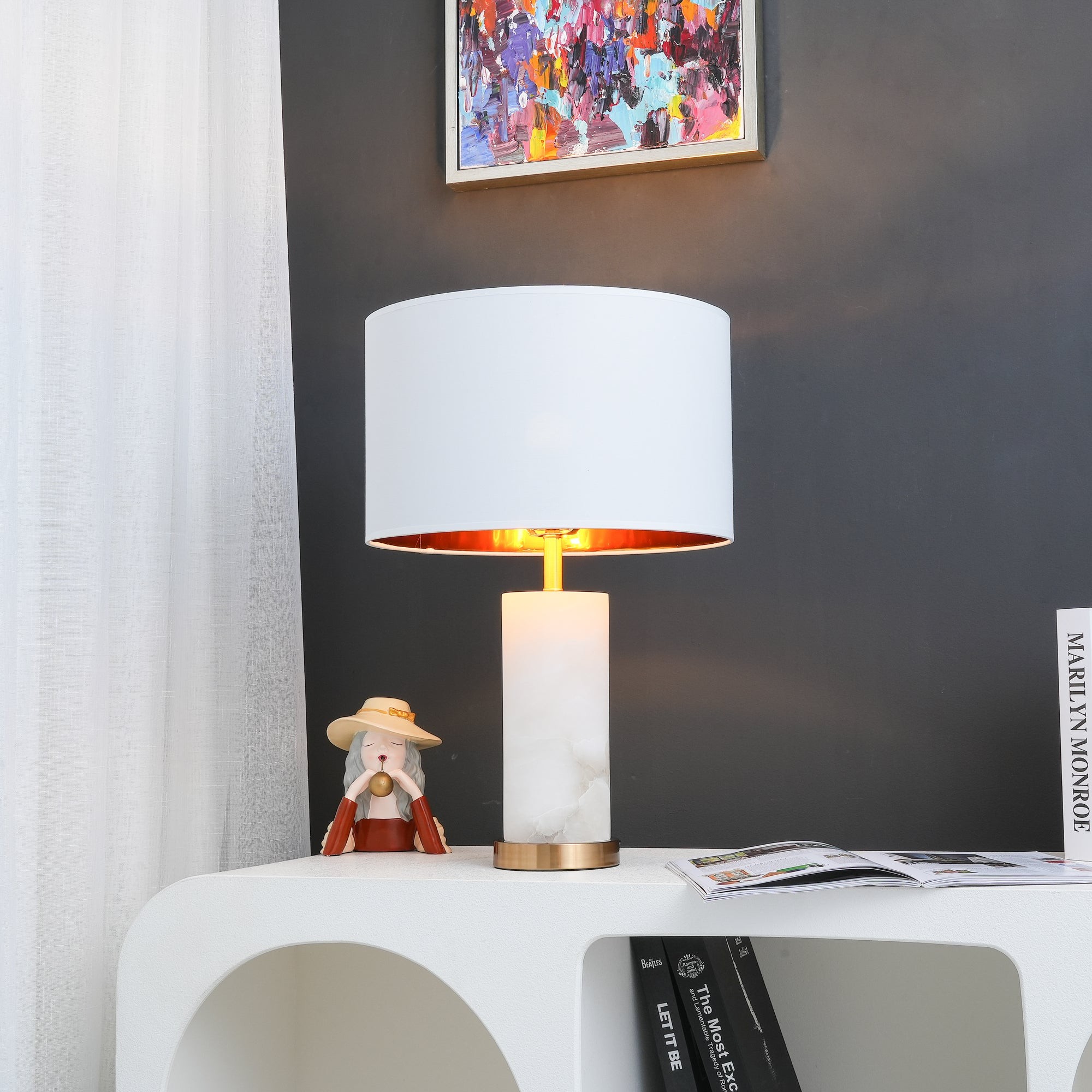 Postmoderne lichte luxe albasten tafellamp HL602