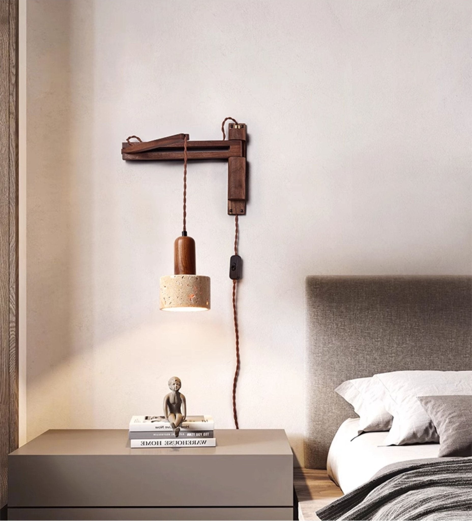 Verstelbare travertin koepel wandlamp HL2935