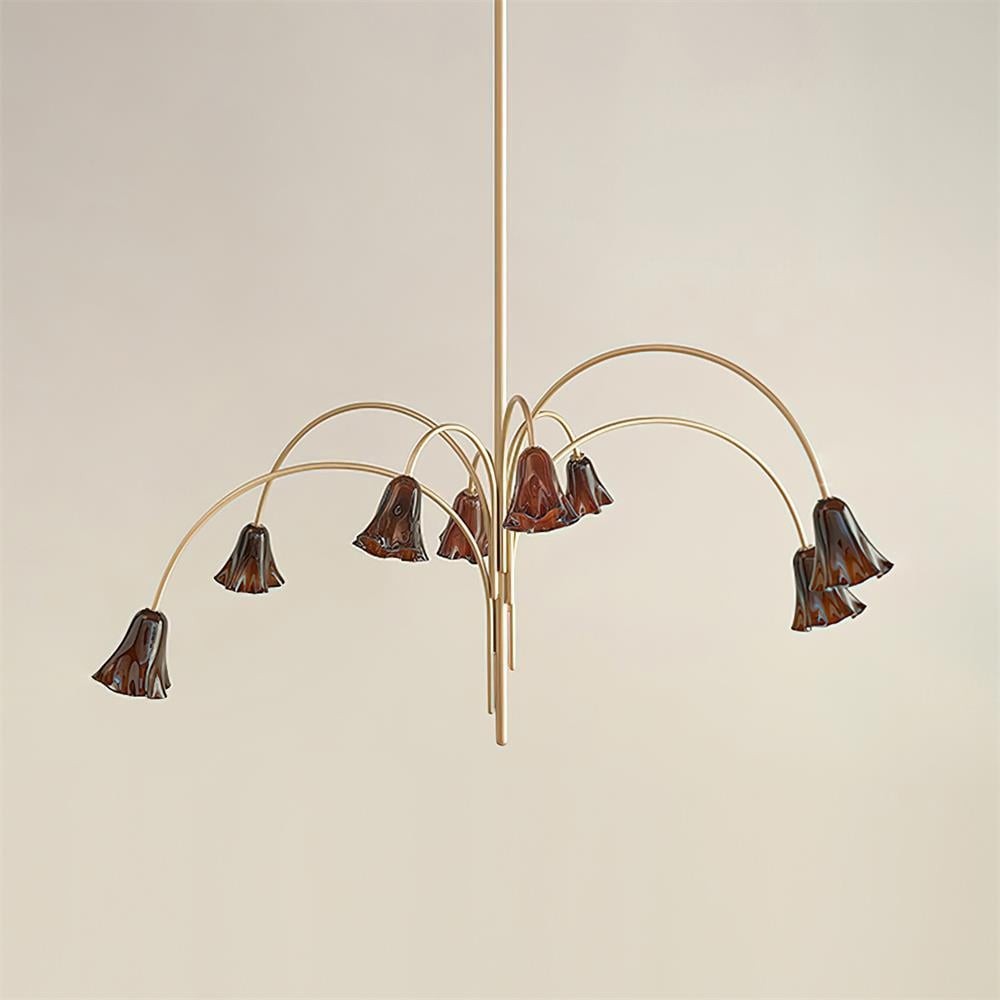 Bellina moderne romantische kroonluchter - botanisch lelie-ontwerp met glazen bloemen HL1642