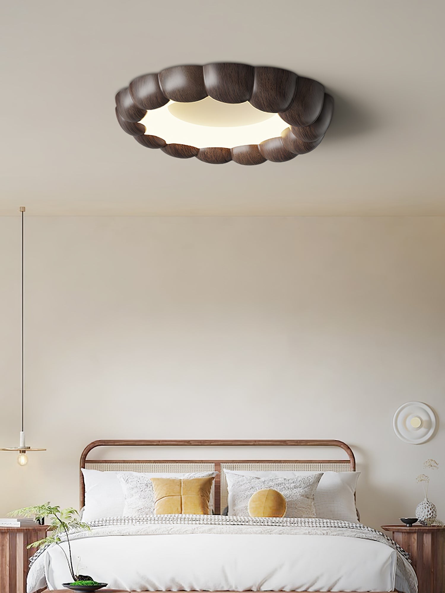 Plafondlamp met imitatiehouten rimpel HL441
