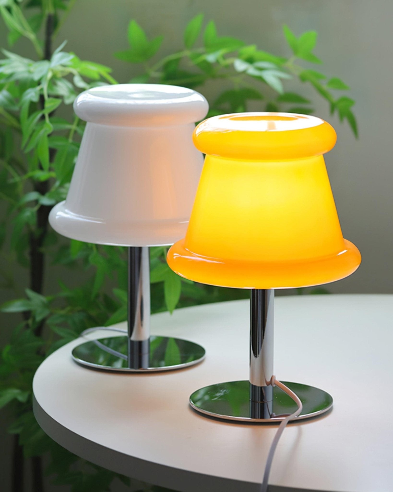 Crèmekleurige creatieve onregelmatige cilindrische tafellamp HL715