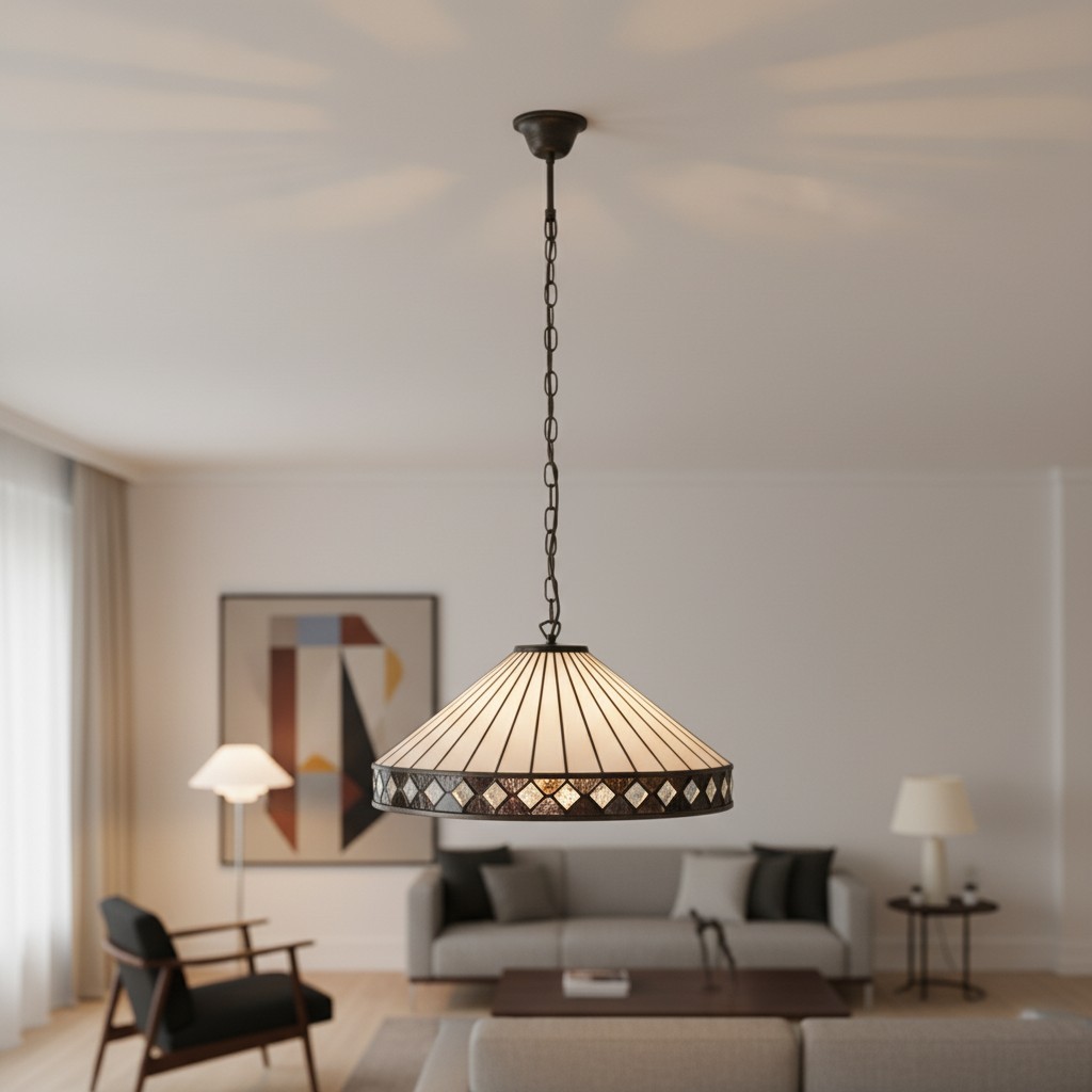 TF Fargo hanglamp - Verlichting in Tiffany-stijl met een Art Deco kap en verstelbare ketting HL2165