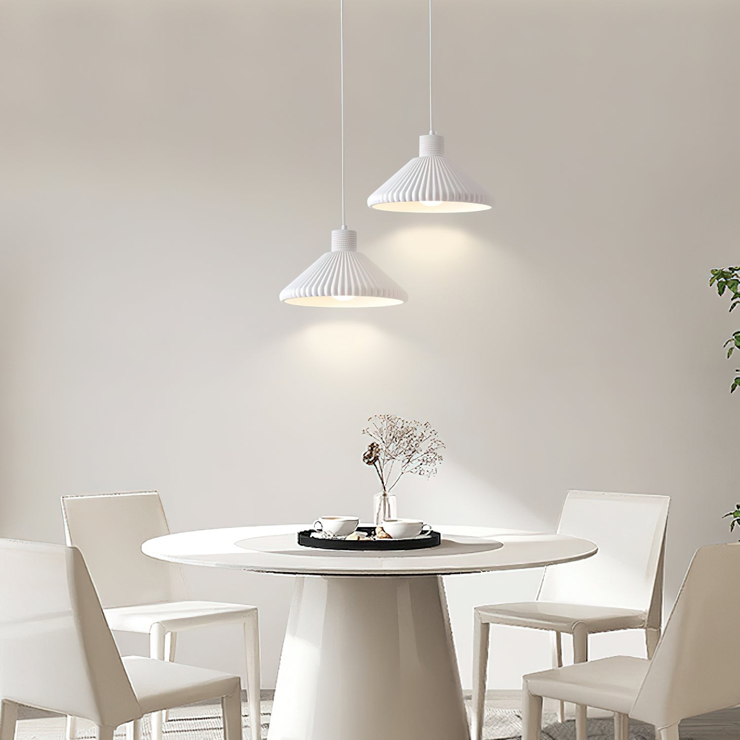 Crèmekleurige kegelvormige gestreepte hanglamp HL723