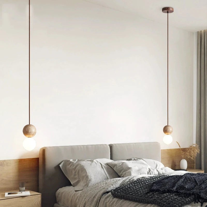 Travertijnsteen Crème Retro Minimalistische LED Hanglamp HL3466