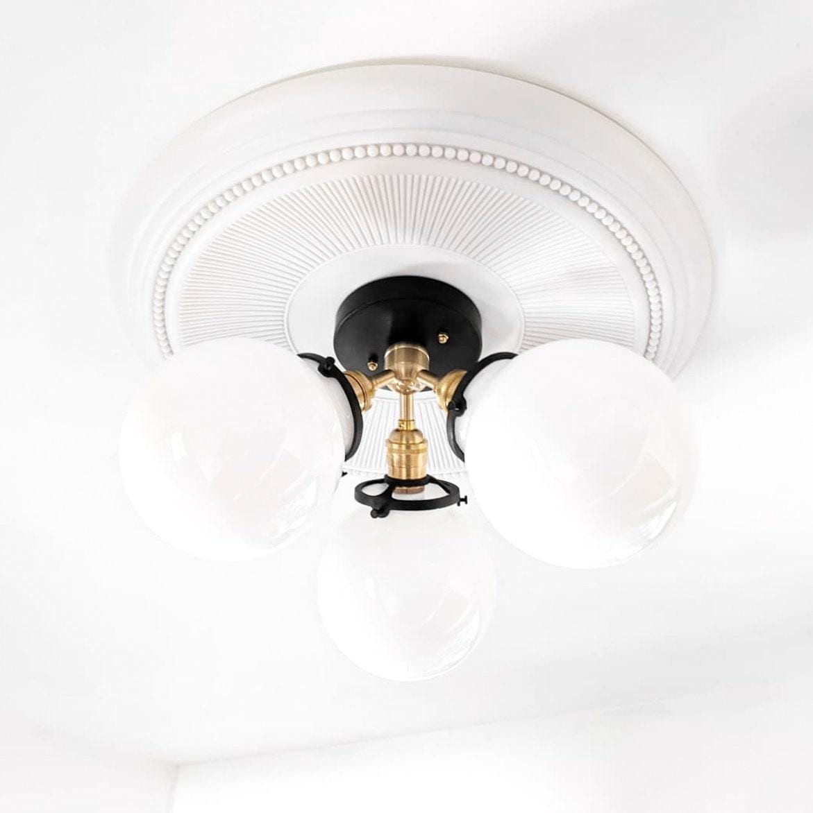 Glorica glazen bollamp - Mid-Century semi-flush plafondlamp HL1735