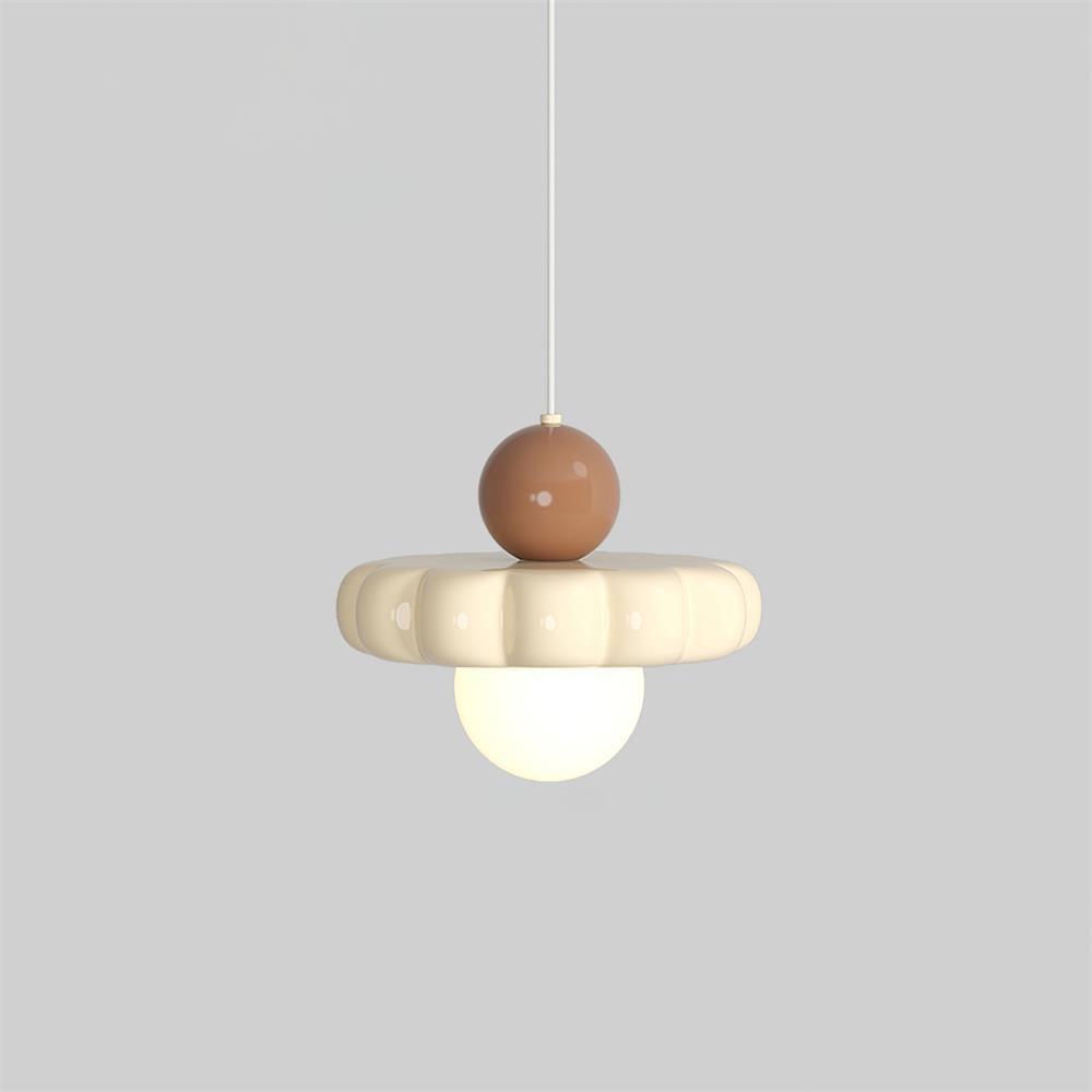 Crèmekleurige stijl lange lijn pompoen textuur hanglamp HL504