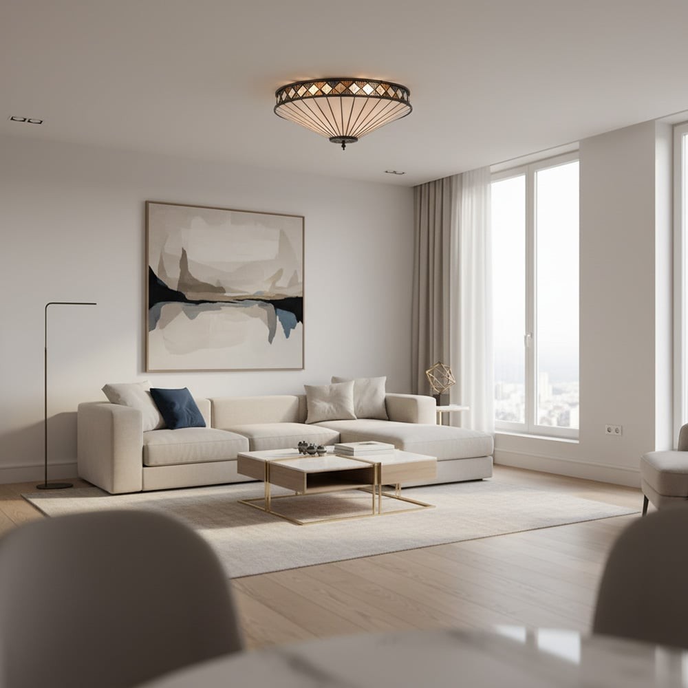Fargo Tiffany Artistieke Kristallen Plafondlamp voor Woonkamer HL1824