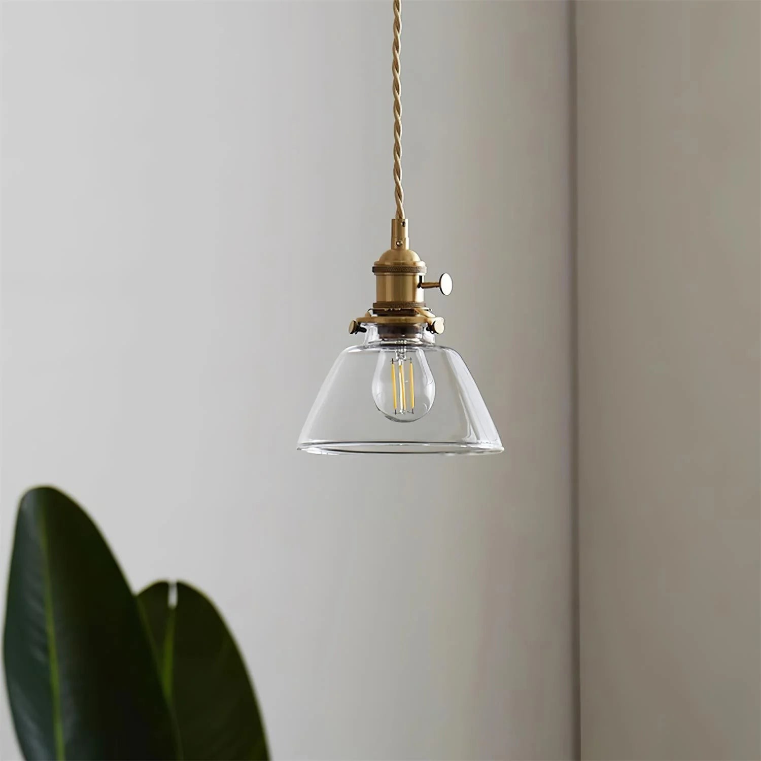 Jasmine Vintage messing glazen hanglamp HL3503