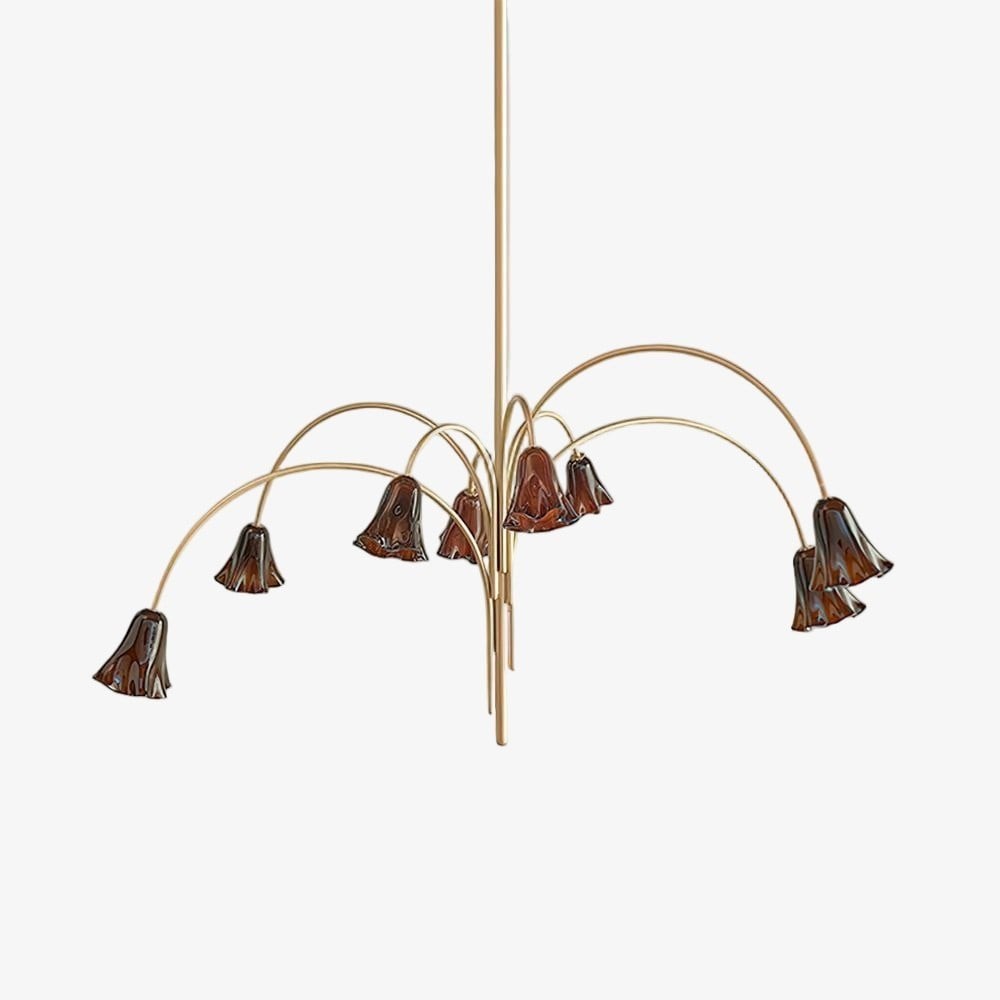 Bellina moderne romantische kroonluchter - botanisch lelie-ontwerp met glazen bloemen HL1642