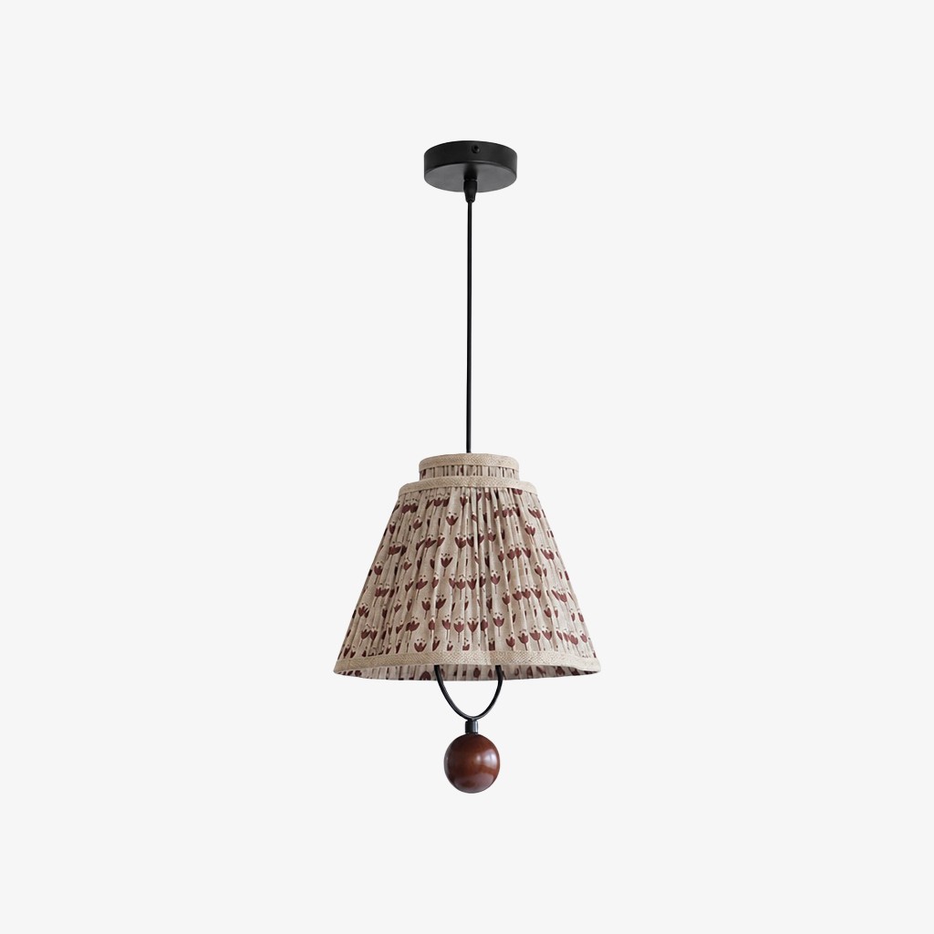Solmire Decoratieve Hanglamp met Bloemenprint en Stoffen Bekleding - Metalen Accent Hanglamp voor Woonkamer en Eetkamer HL3561