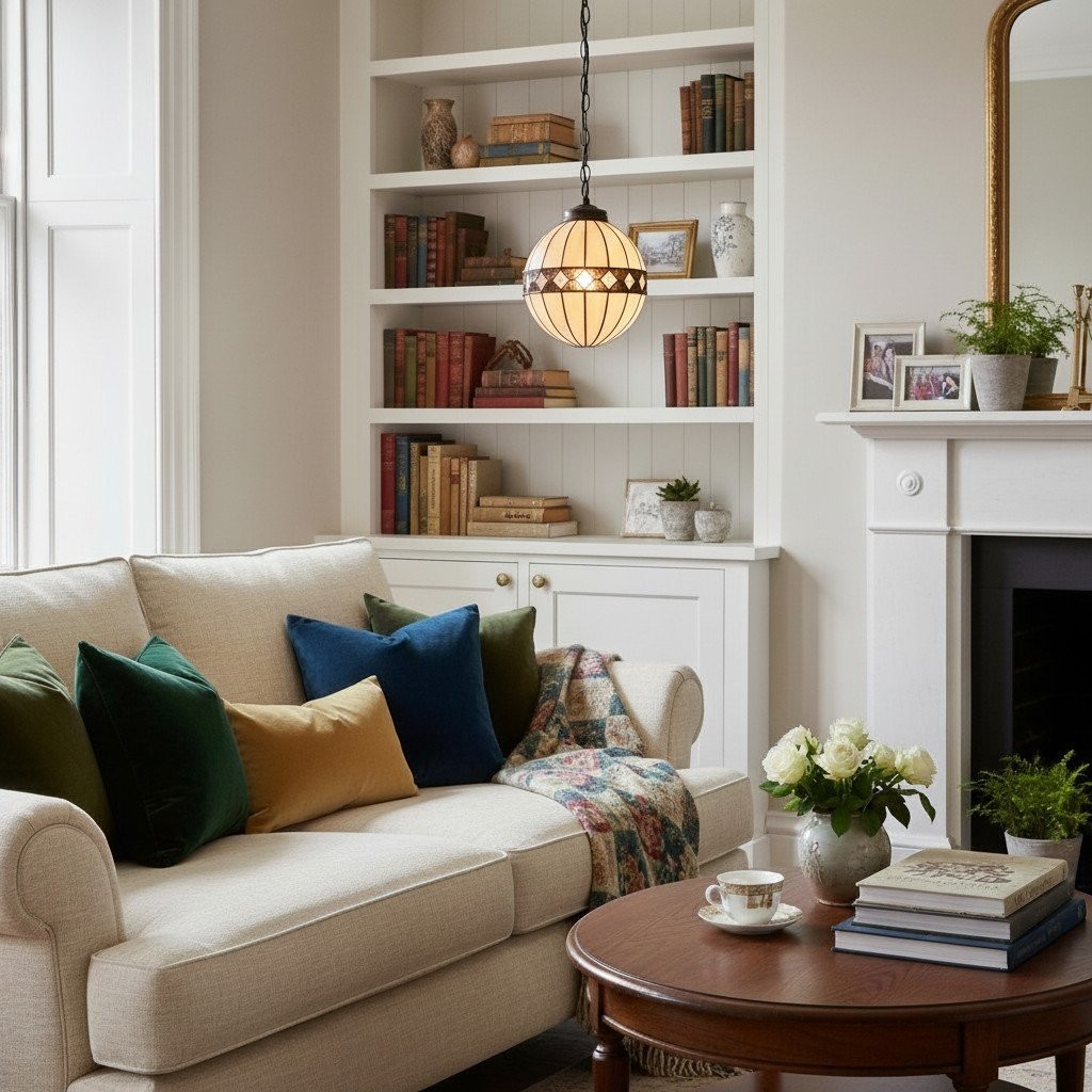 TF Fargo Tiffany-stijl bolvormige hanglamp - Handgemaakte kunstglazen bollamp voor keukeneiland HL2233
