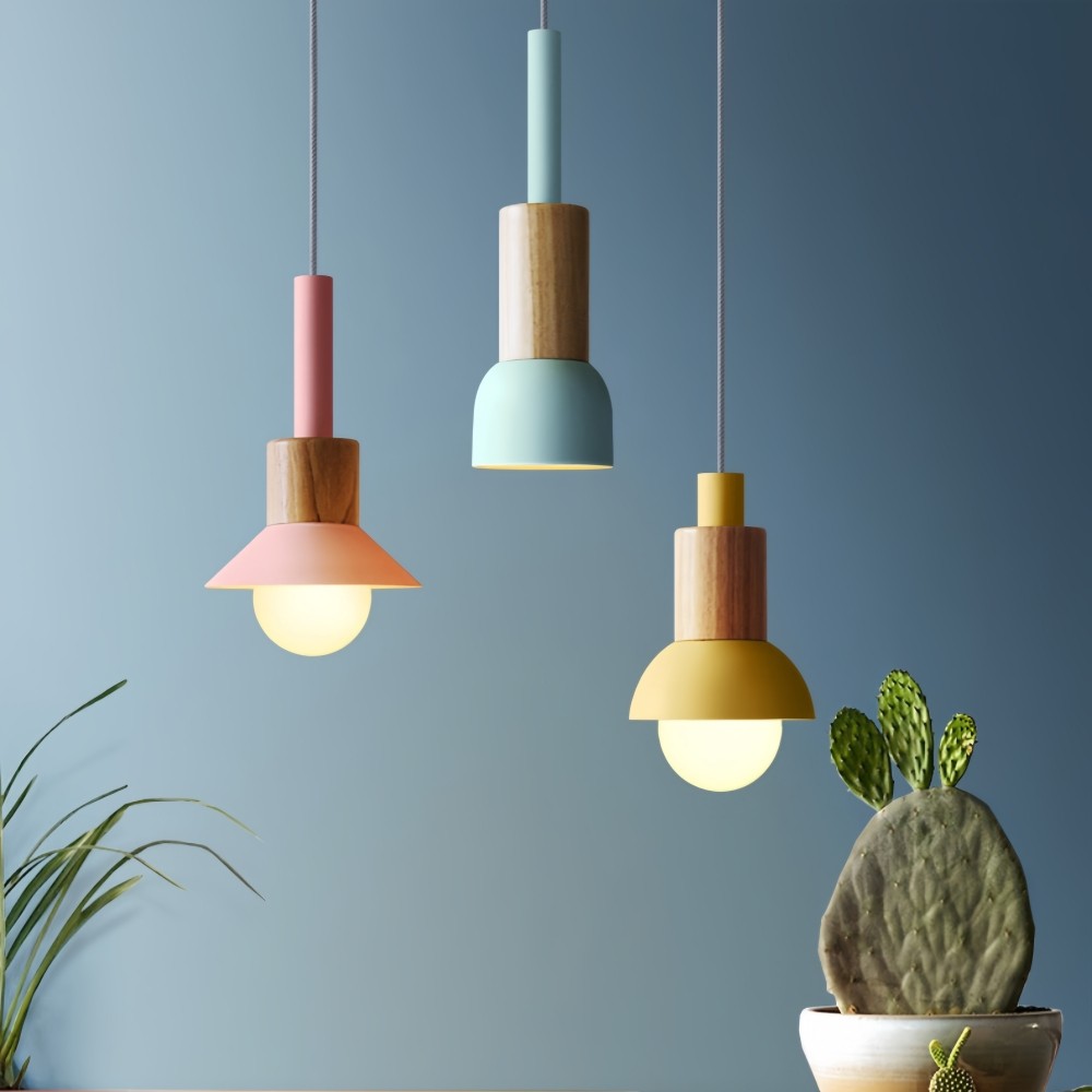 Macaron Iron Hanglamp - Geometrische Houten Lamp voor de Entree HL1065