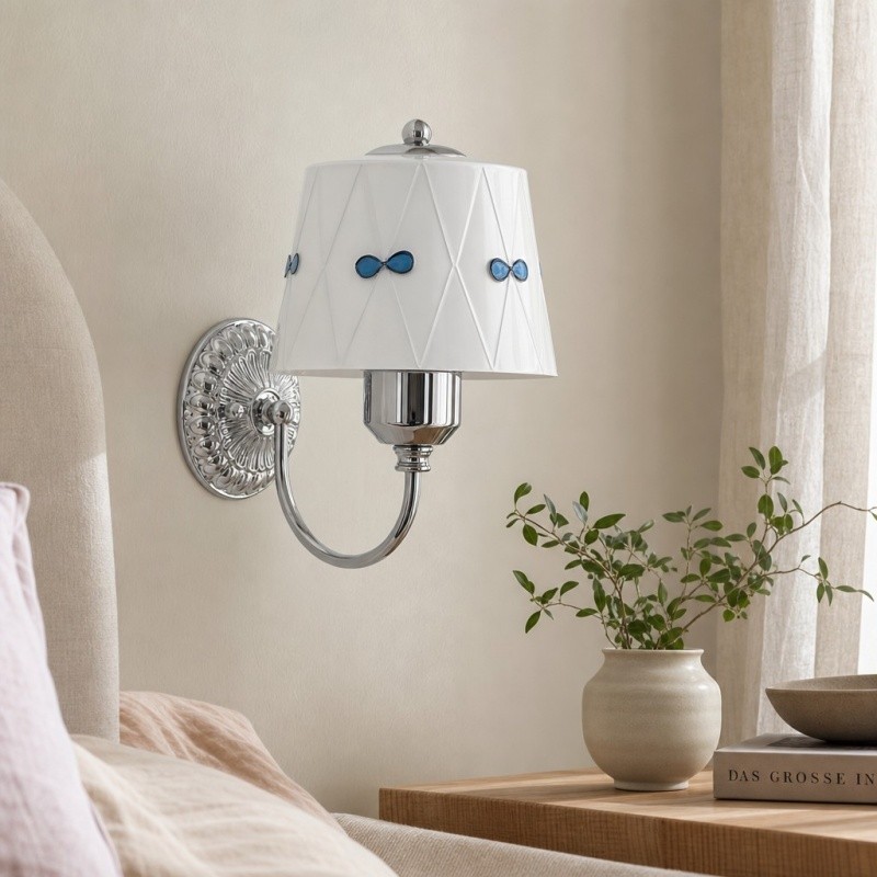 Billa glazen wandlamp met strik - Vintage artistiek ontwerp voor slaapkamer en hal HL3598